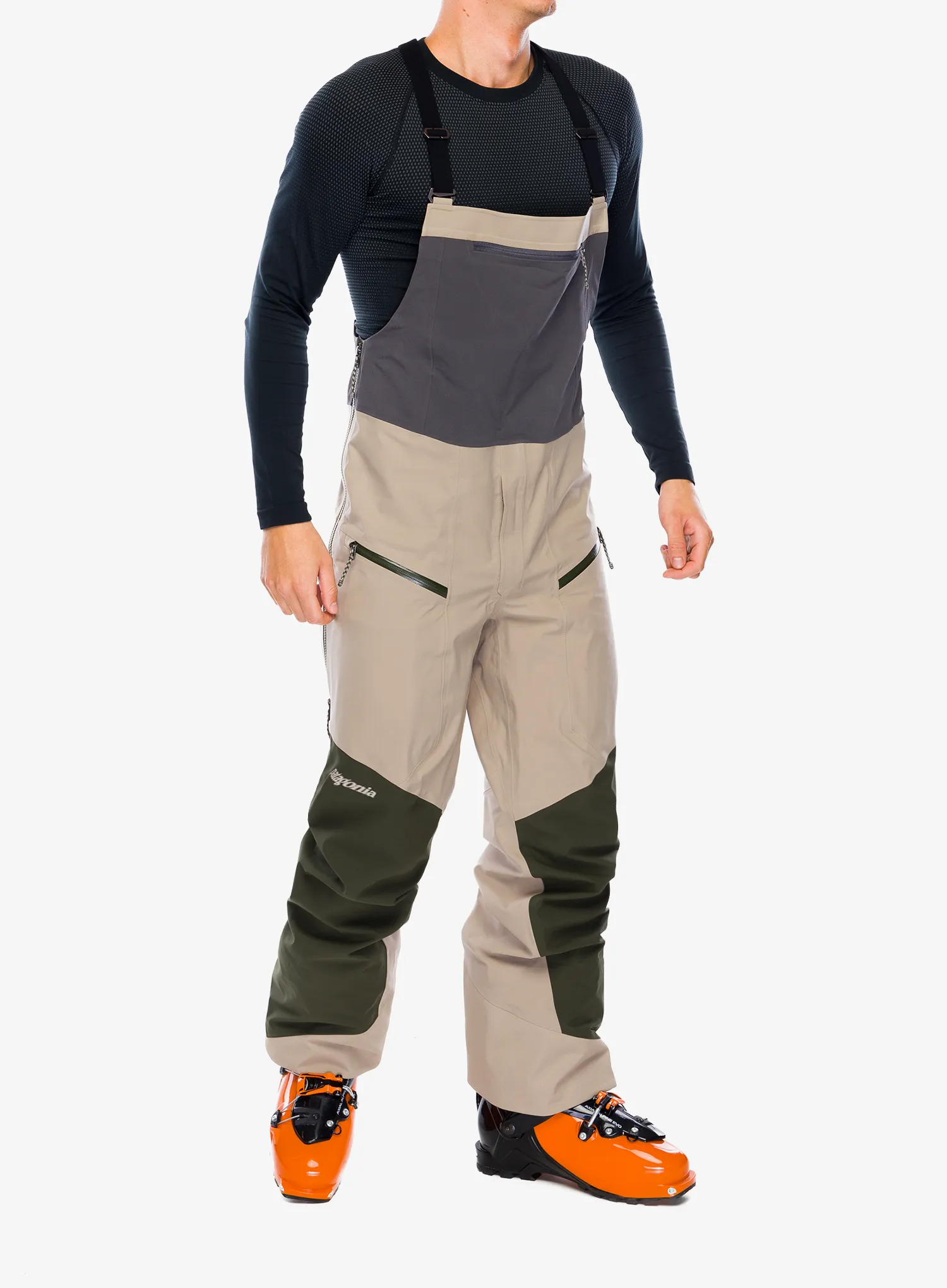 Hlače za turno smučanje Patagonia Snowdrifter Bibs - seabird grey