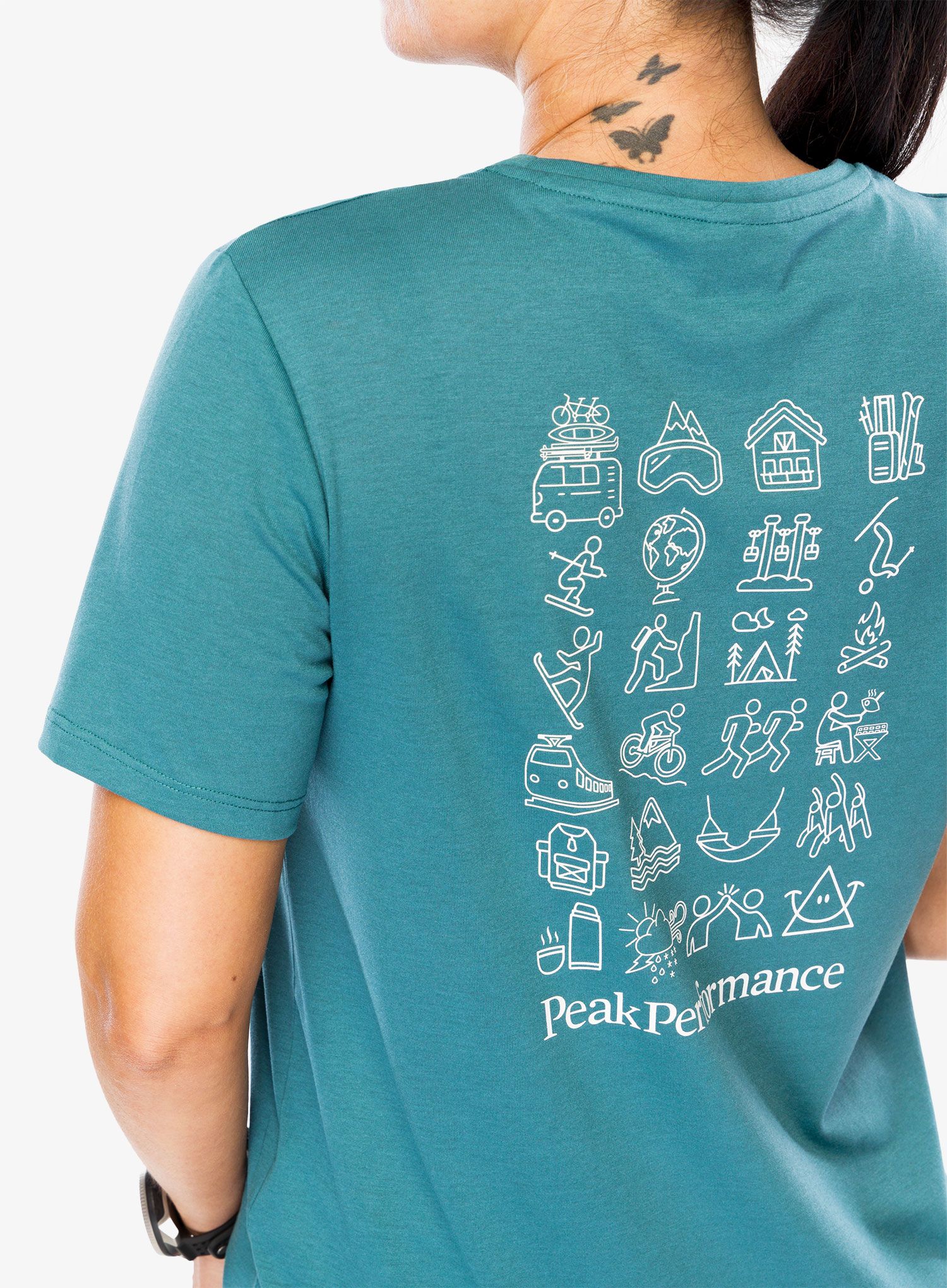 Ženska športna majica Peak Performance Explore Graphic Tee - hydro fresh
