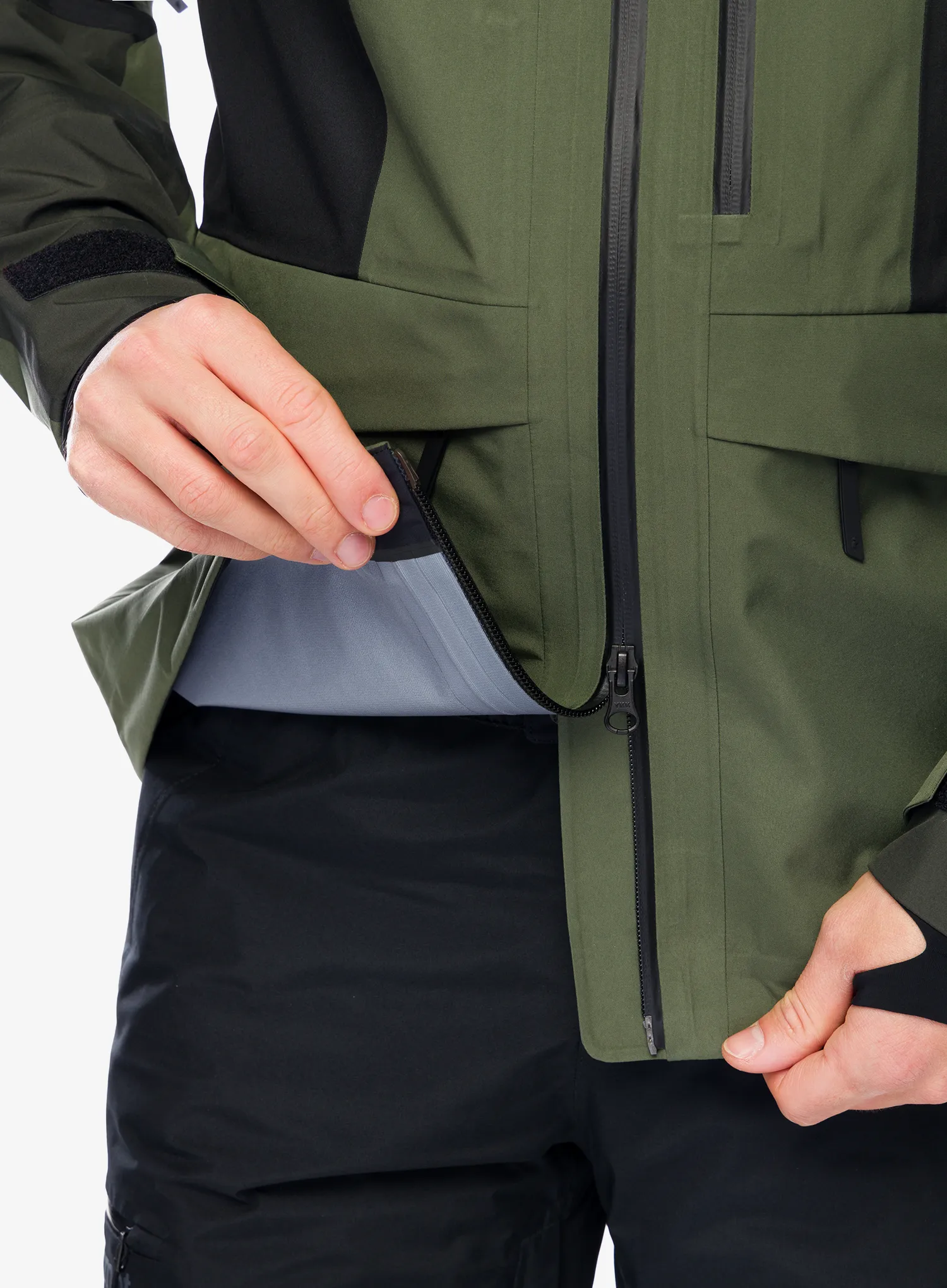 Smučarska jakna Peak Performance Gravity GORE-TEX 3L Jacket - olive extreme/black/pine