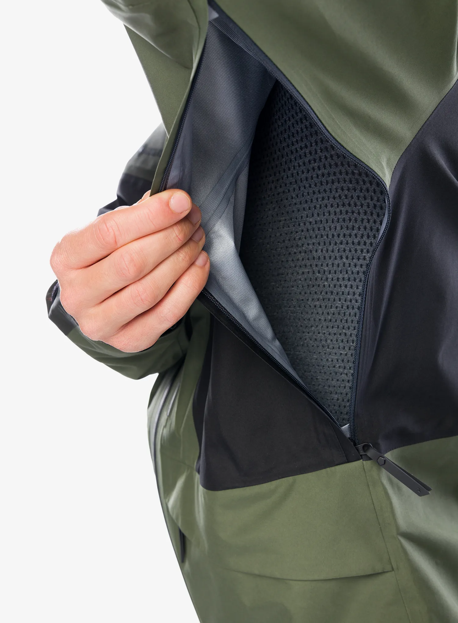 Smučarska jakna Peak Performance Gravity GORE-TEX 3L Jacket - olive extreme/black/pine