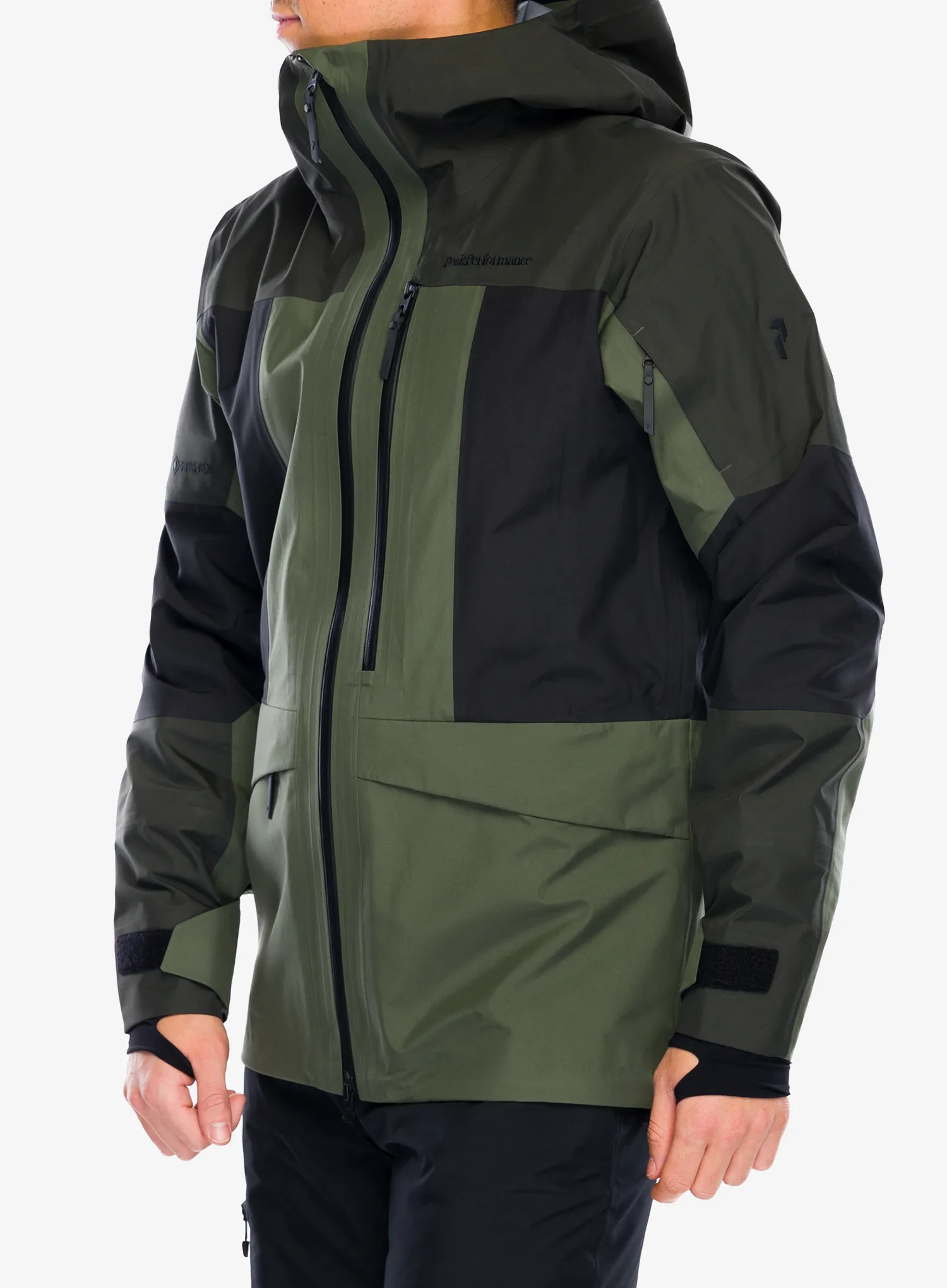 Smučarska jakna Peak Performance Gravity GORE-TEX 3L Jacket - olive extreme/black/pine