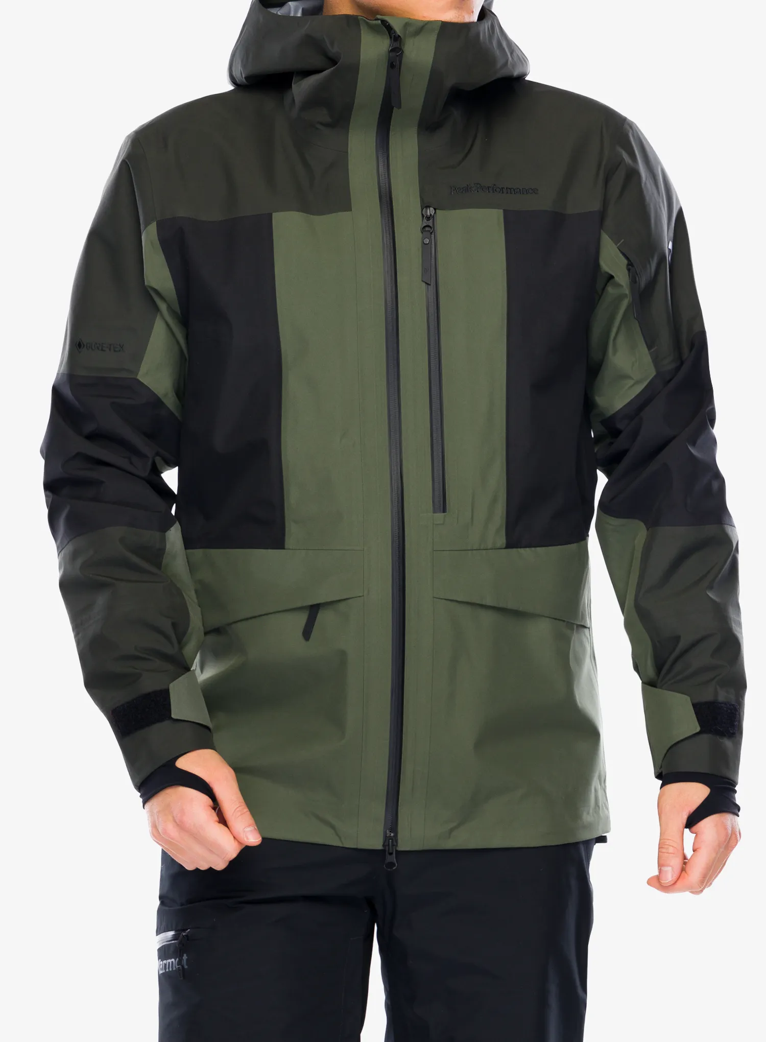 Smučarska jakna Peak Performance Gravity GORE-TEX 3L Jacket - olive extreme/black/pine