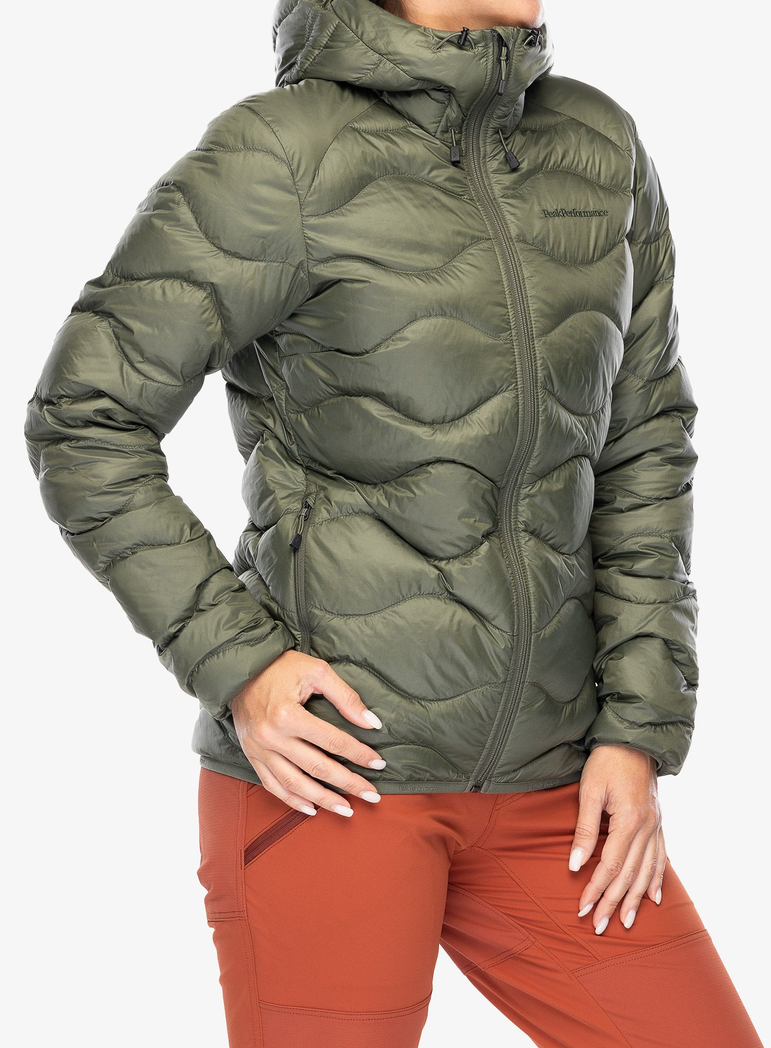 Ženska puhovka Peak Performance Helium Down Hood Jacket - pine needle