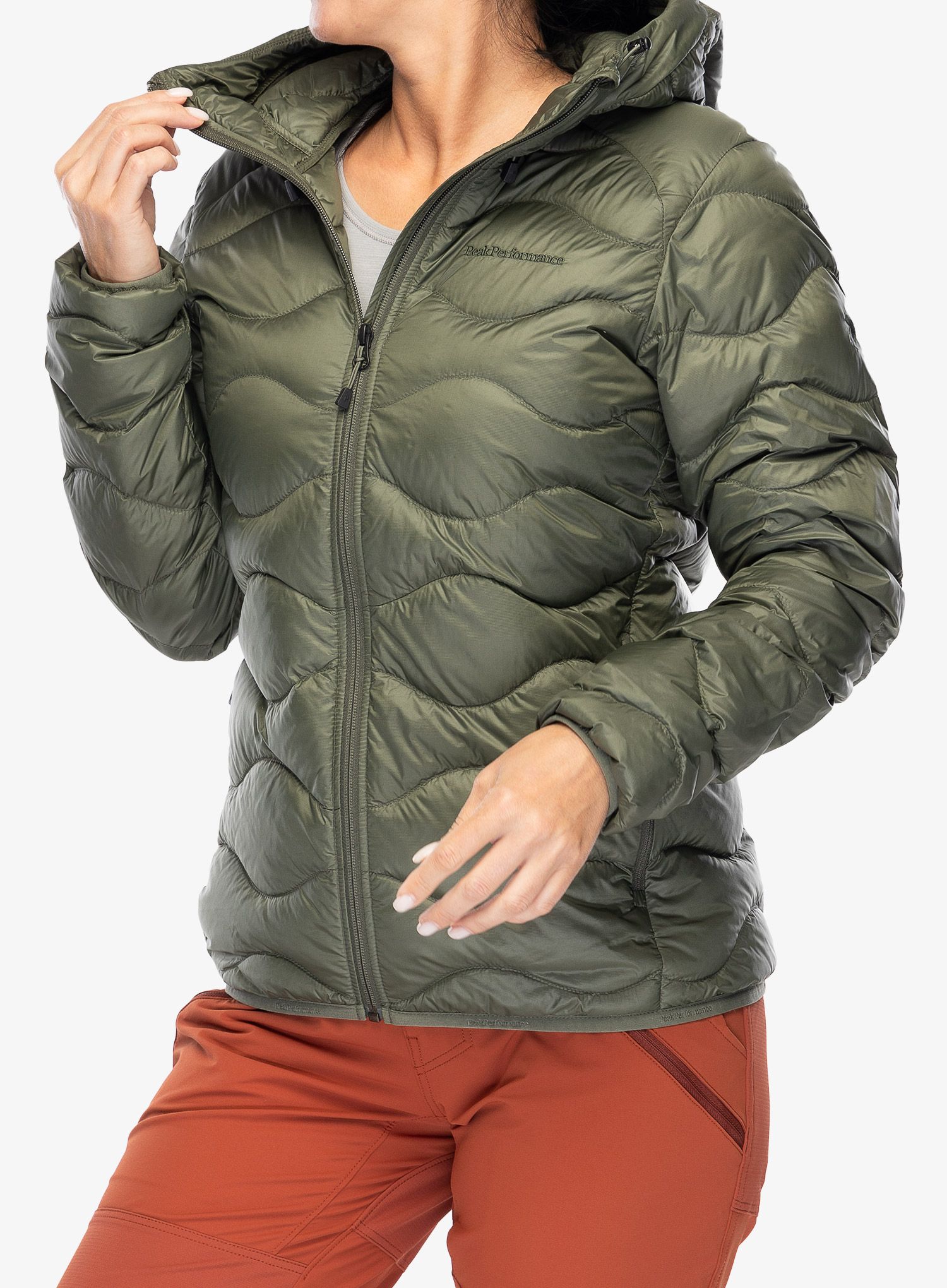 Ženska puhovka Peak Performance Helium Down Hood Jacket - pine needle