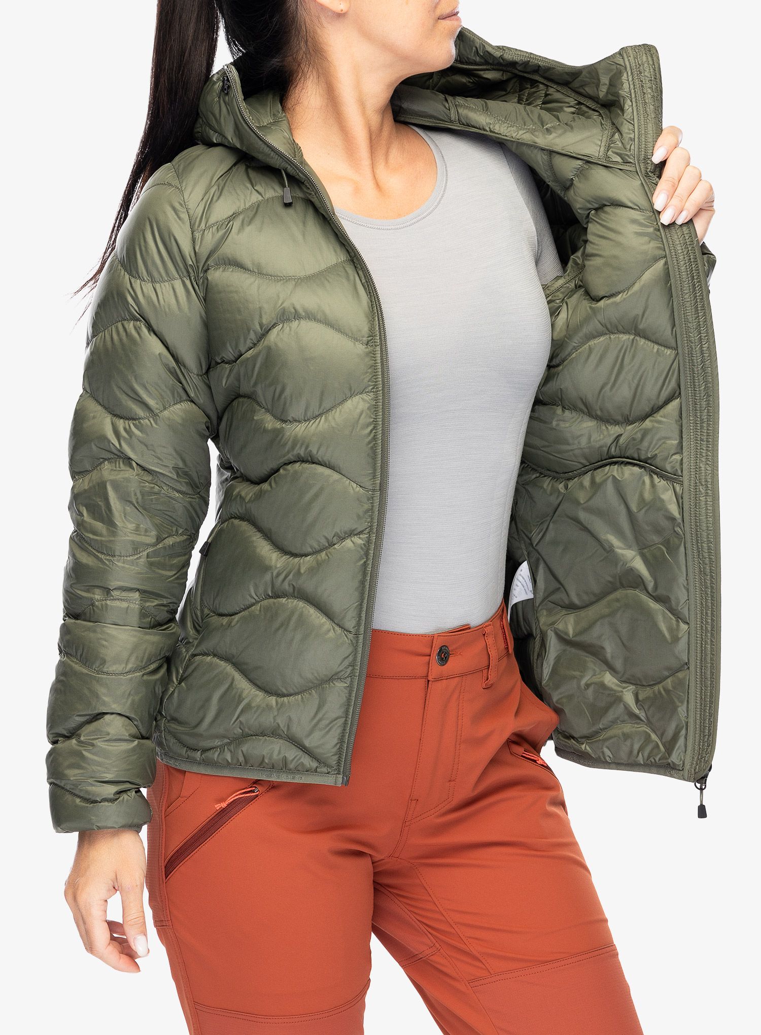 Ženska puhovka Peak Performance Helium Down Hood Jacket - pine needle