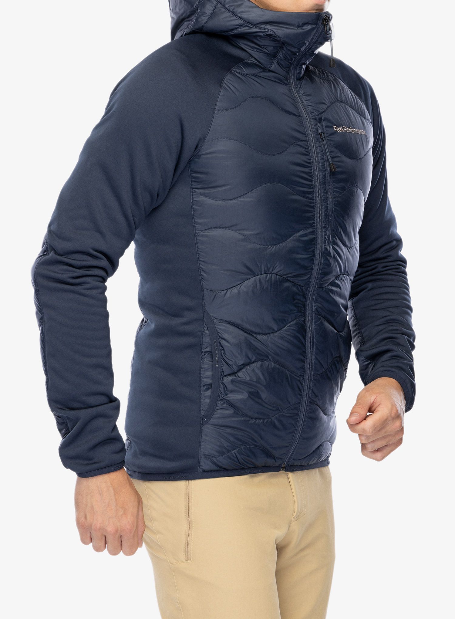 Hibridna jakna Peak Performance Helium Down Hybrid Hood - blue shadow