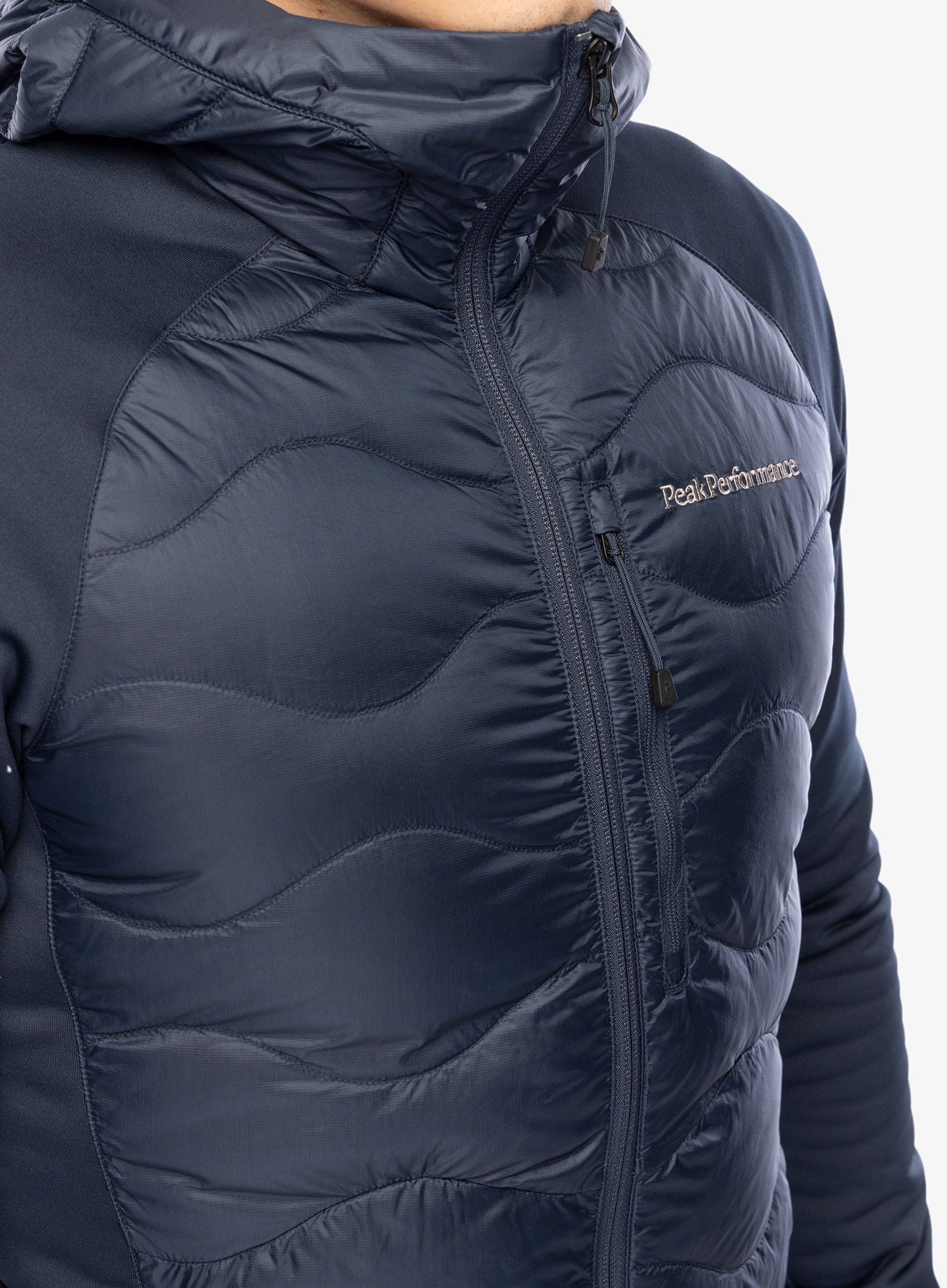 Hibridna jakna Peak Performance Helium Down Hybrid Hood - blue shadow
