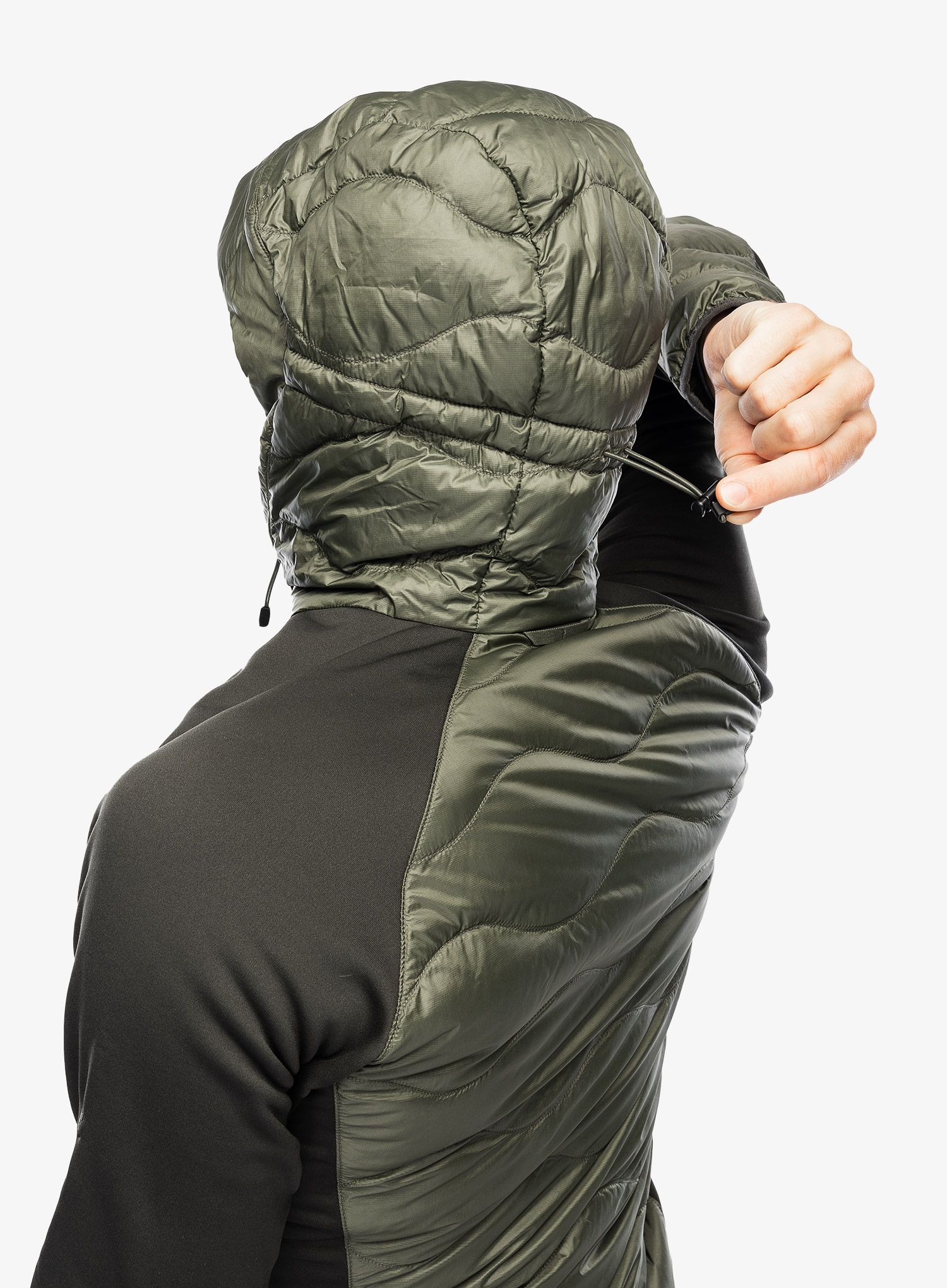 Hibridna jakna Peak Performance Helium Down Hybrid Hood - olive extreme