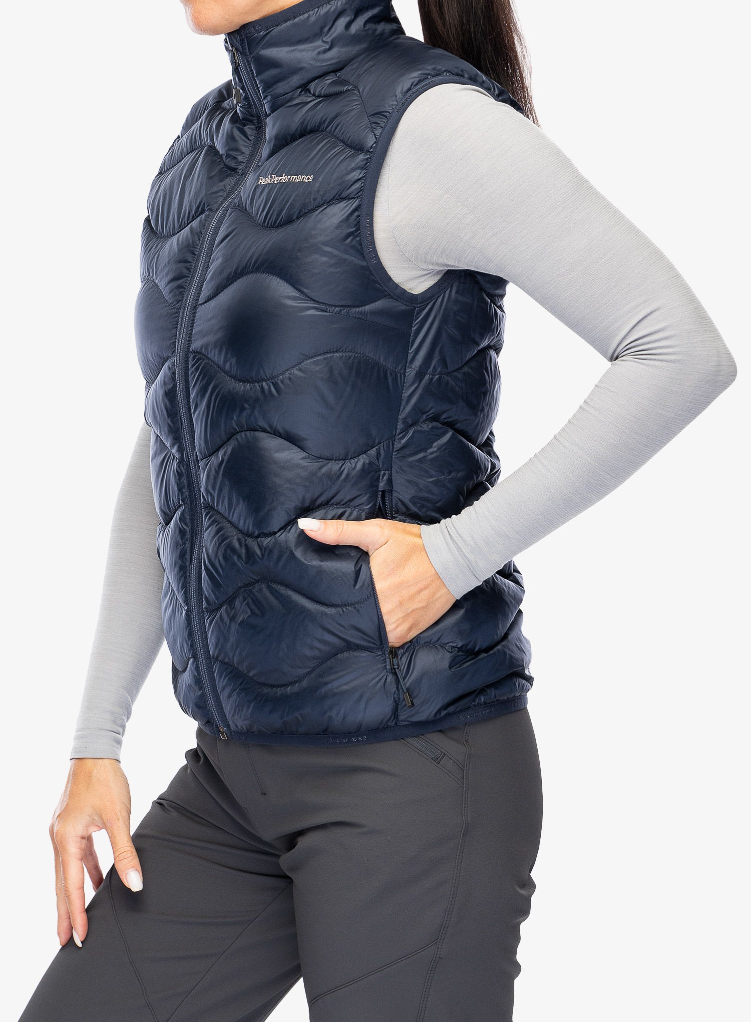 Ženski brezrokavnik Peak Performance Helium Down Vest - blue shadow/shadow