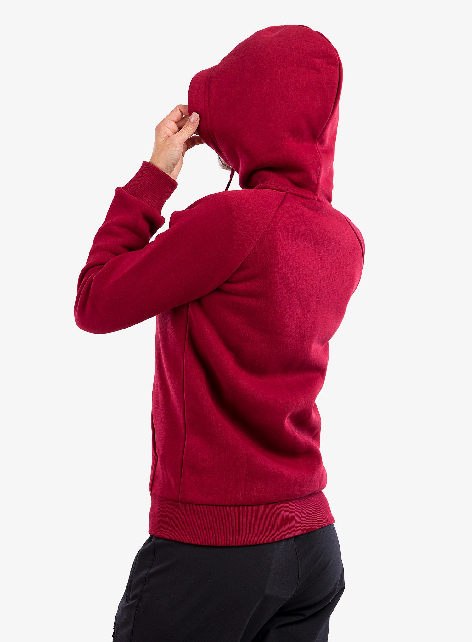 Ženska jopica z zadrgo Peak Performance Original Zip Hood - rogue red