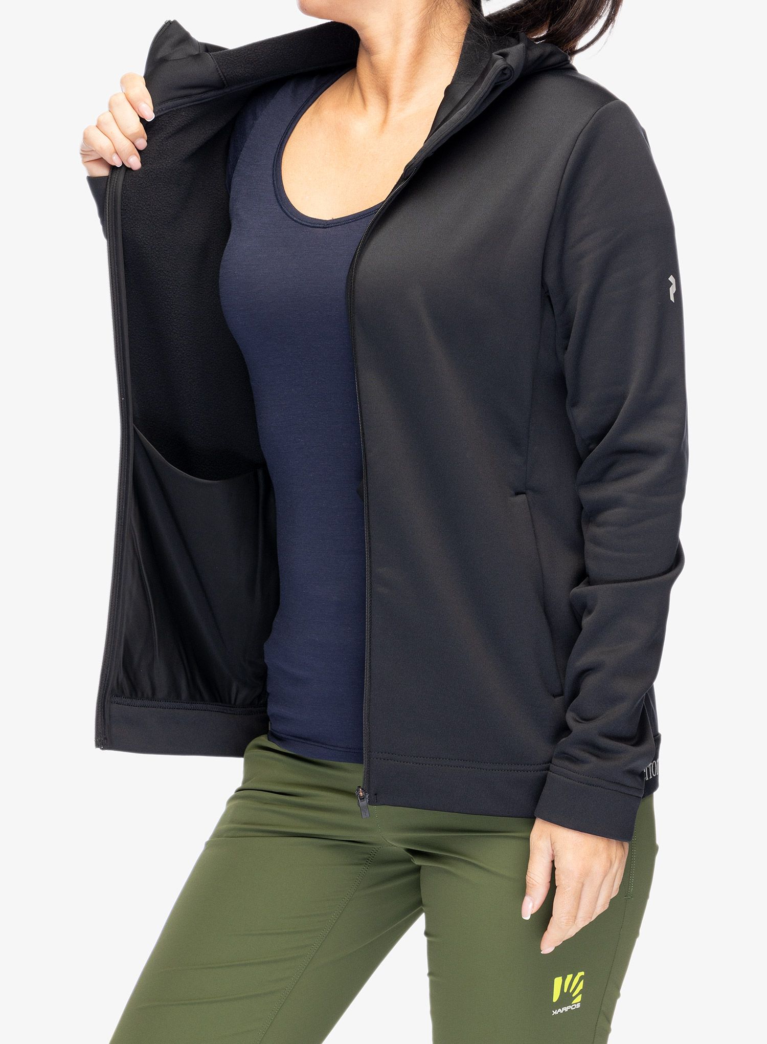Ženski flis Peak Performance Rider Tech Zip Hood - black