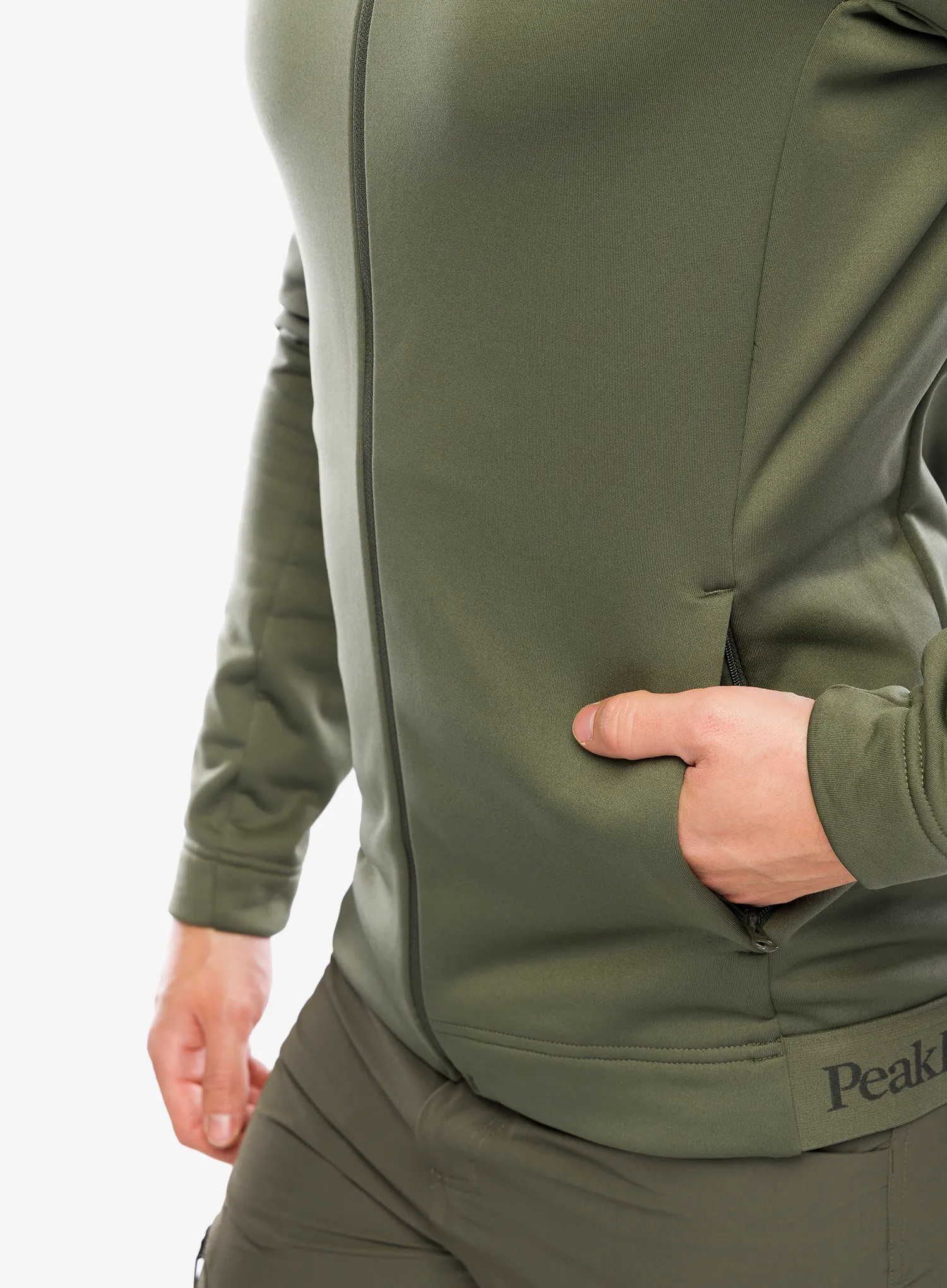 Puloverji brez kapuce Peak Performance Rider Tech Zip Jacket - pine needle