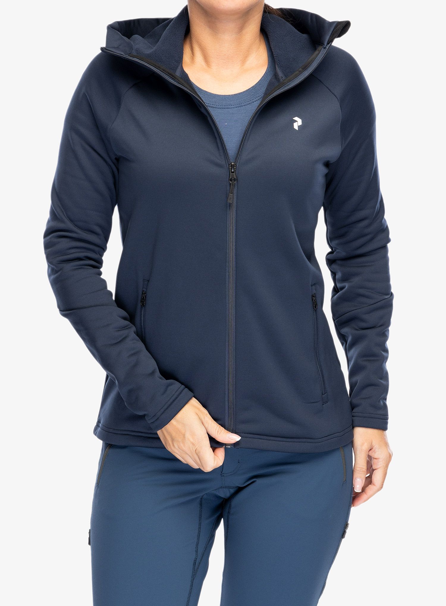 Ženski flis Peak Performance Rider Zip Hood - blue shadow/shadow
