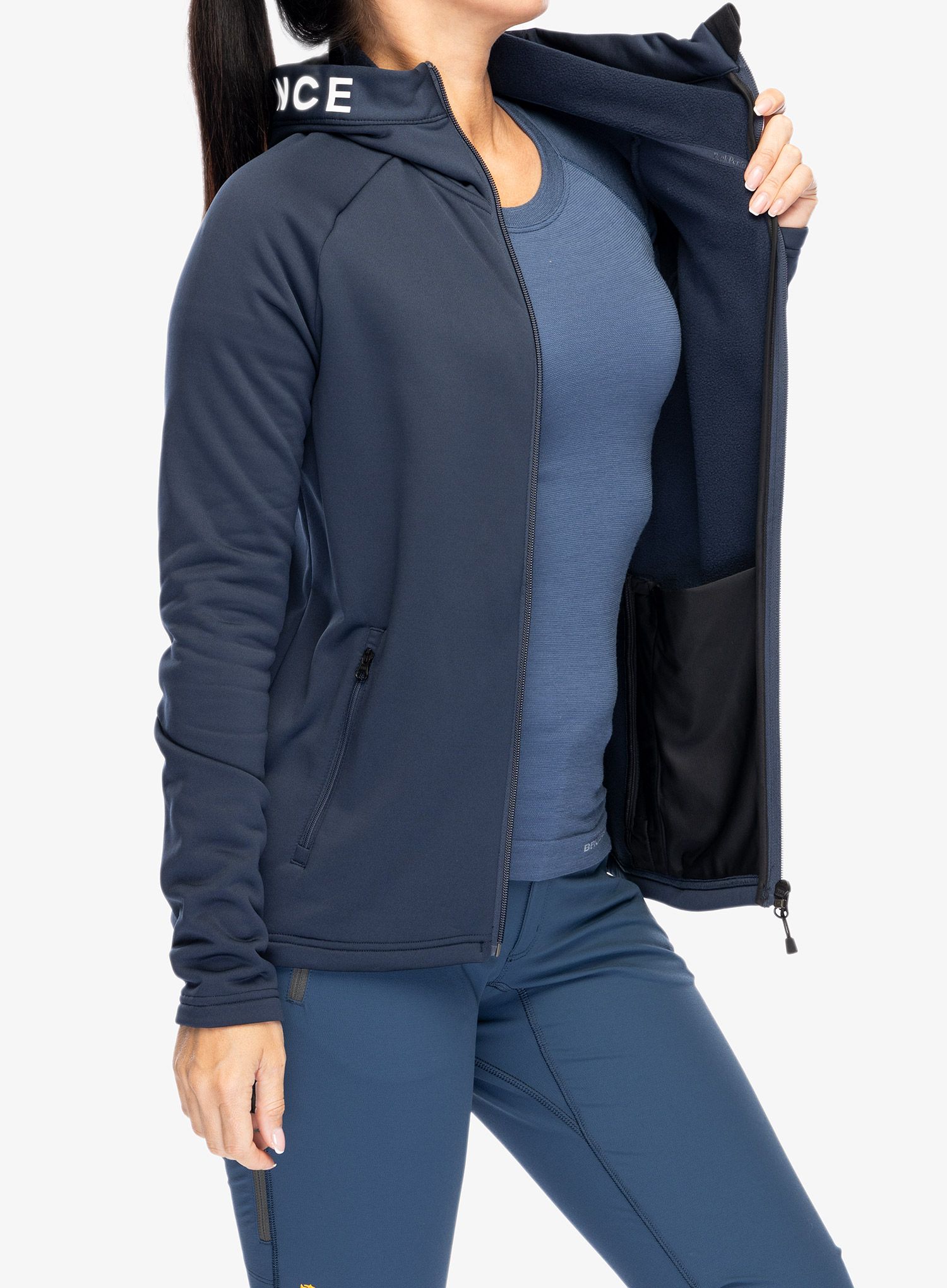 Ženski flis Peak Performance Rider Zip Hood - blue shadow/shadow