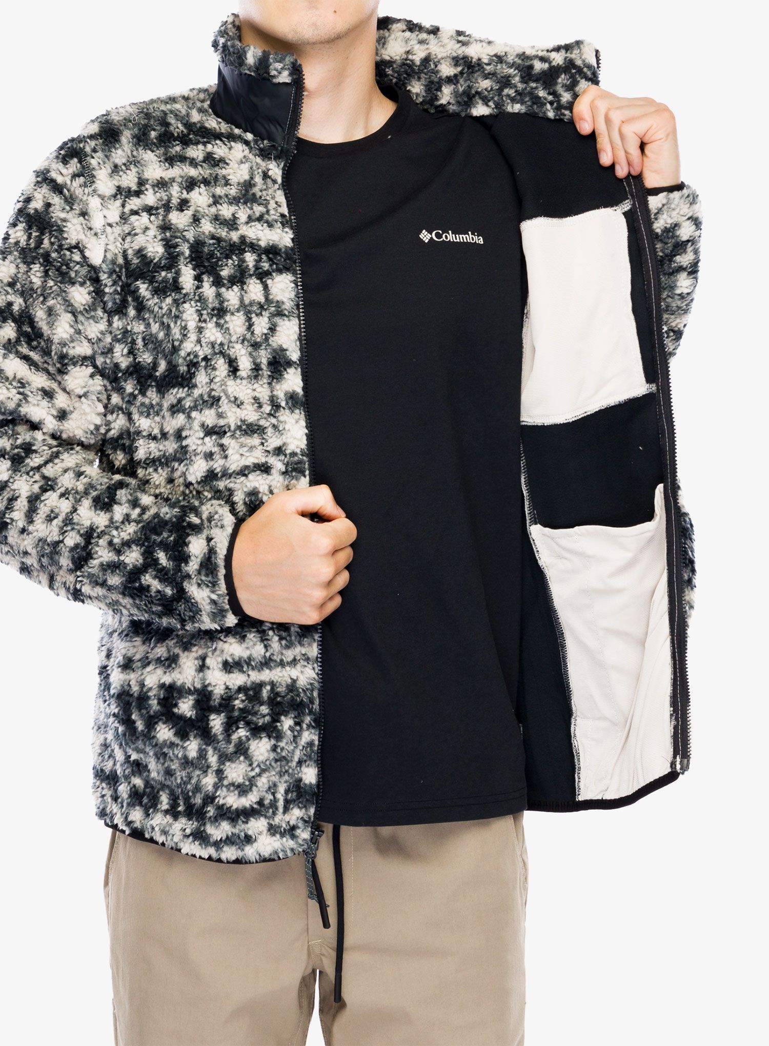 Flis Columbia Winter Pass Printed Fleece II - dark stone stippled stripe