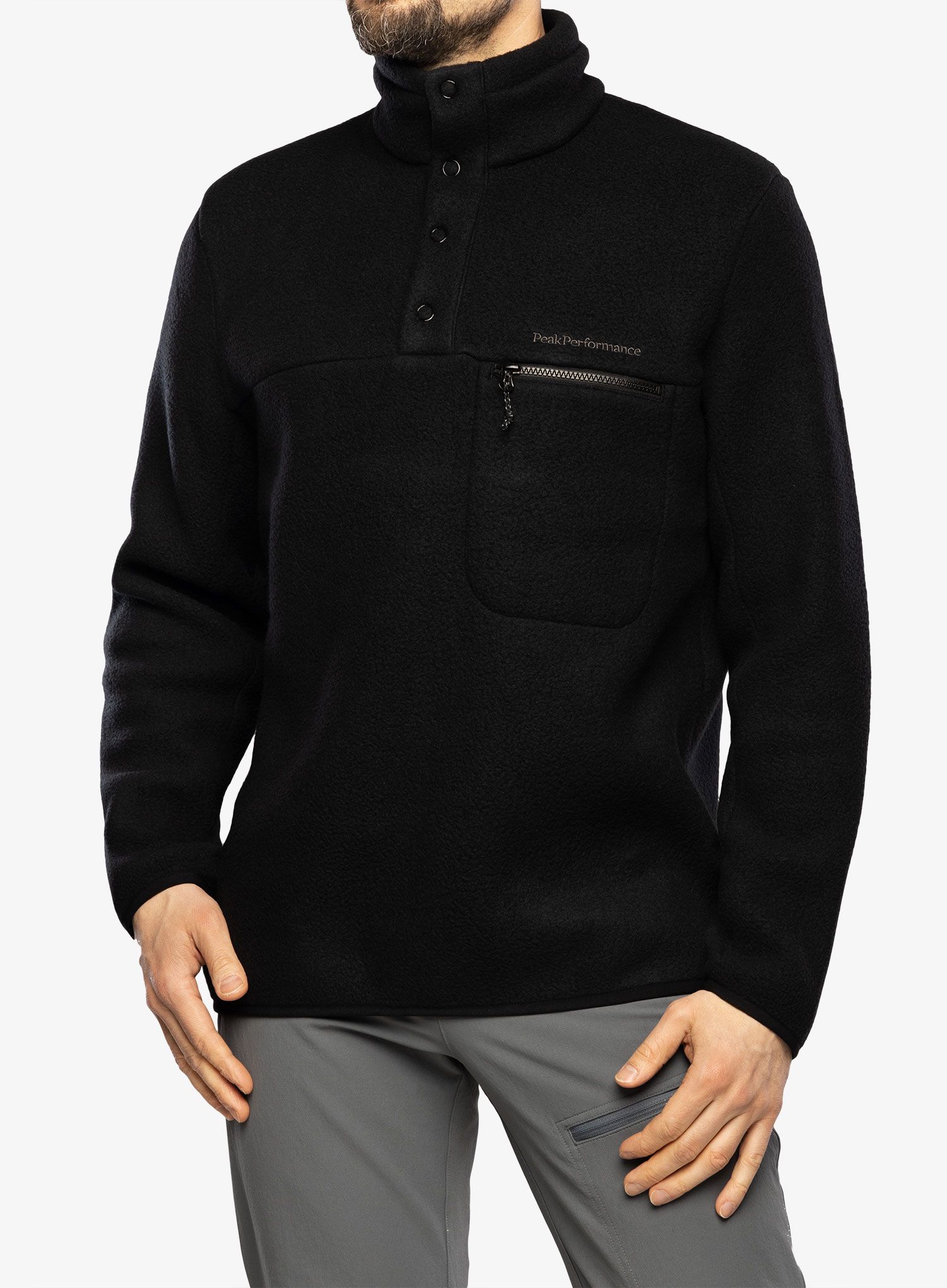 Flis Peak Performance Fleece Snap T-Neck - black