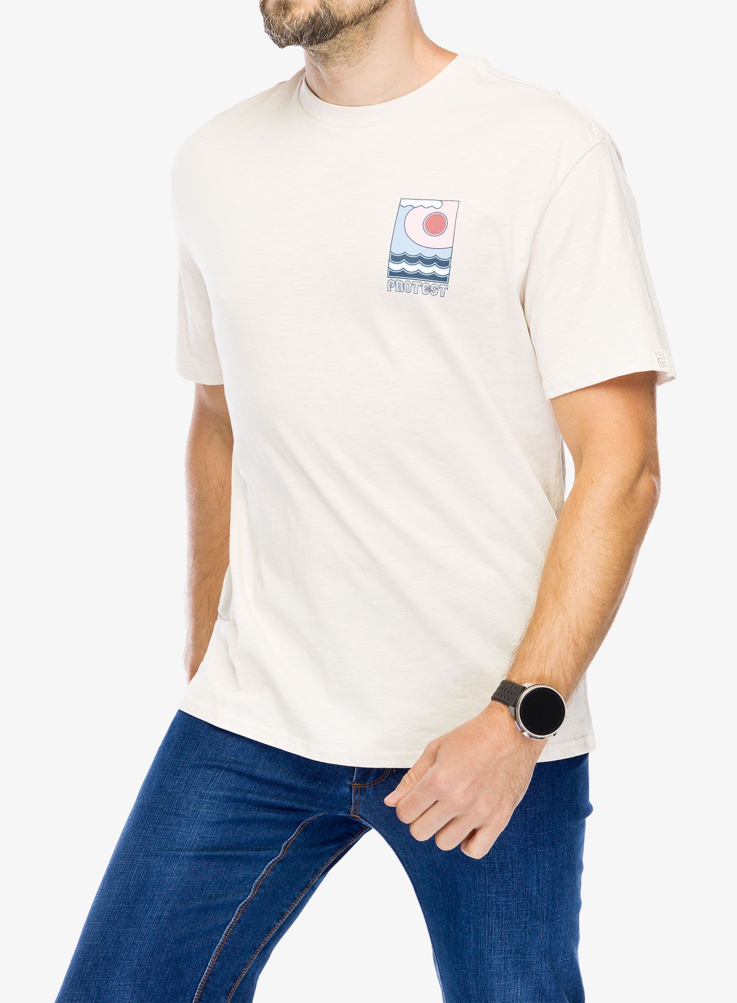 Bombažna majica Protest Prtrudge T-Shirt - kit off white