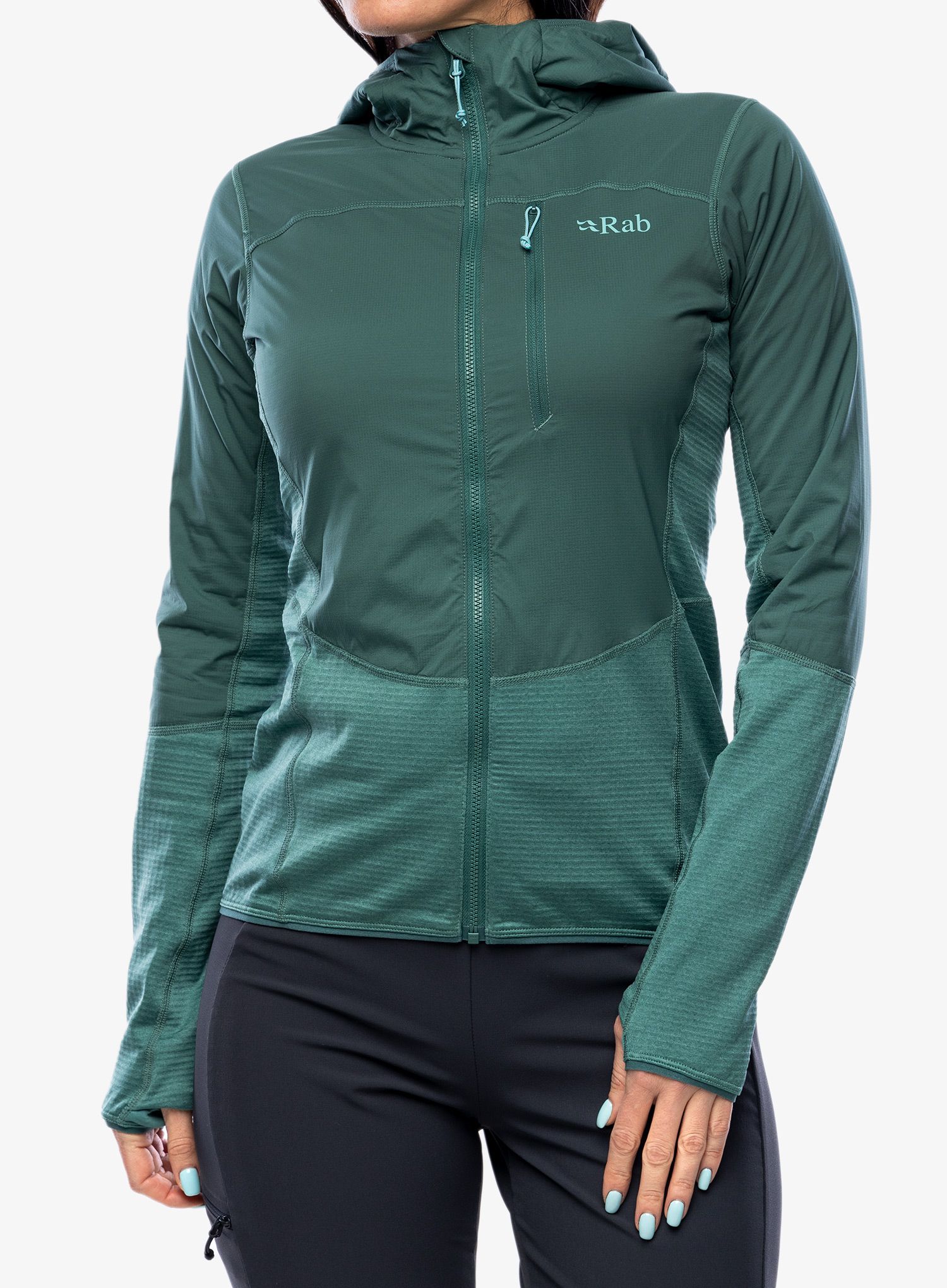 Jopica s kapuco Rab Ascendor Summit Hoody - green slate/eucalyptus