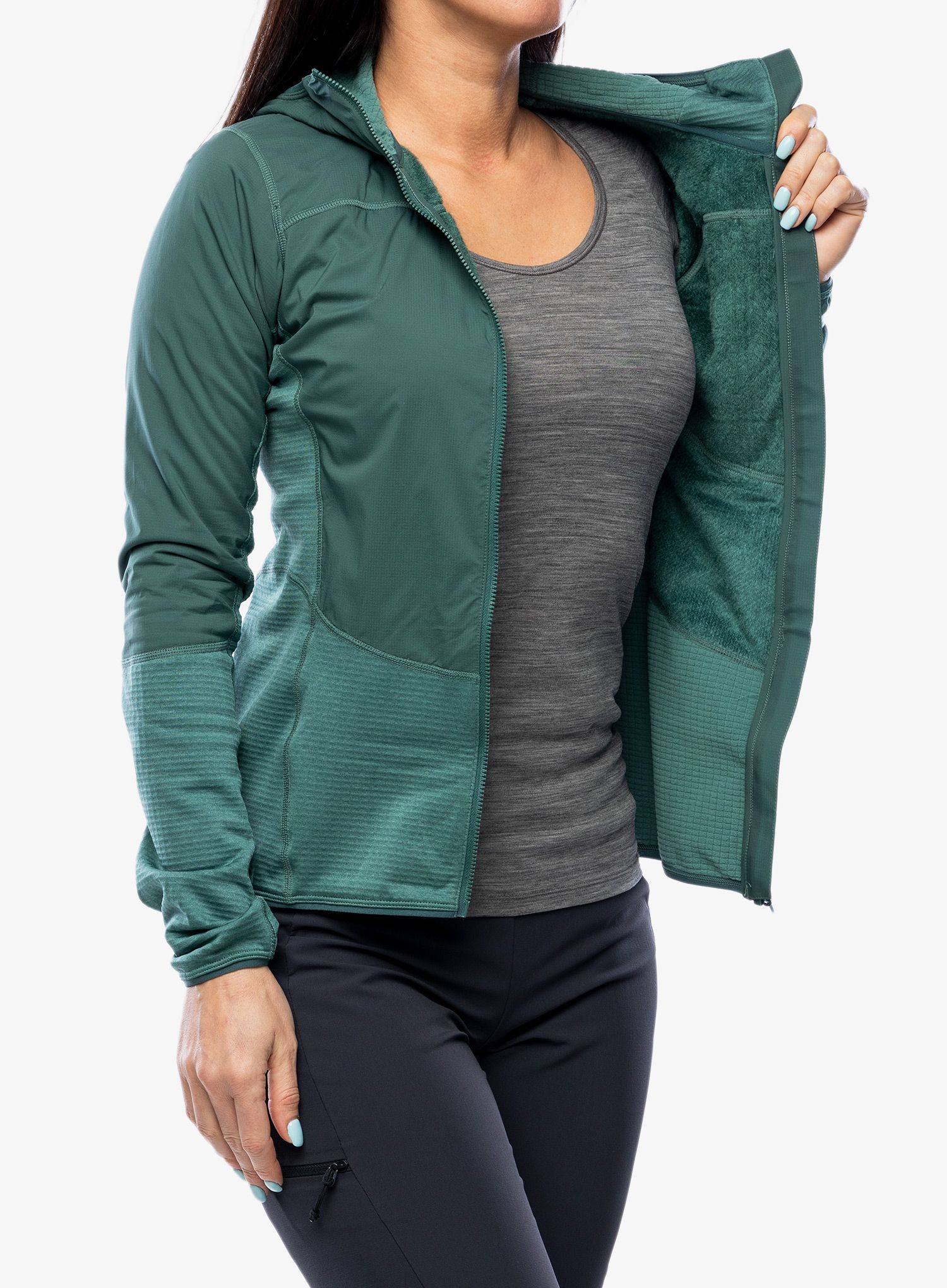 Jopica s kapuco Rab Ascendor Summit Hoody - green slate/eucalyptus