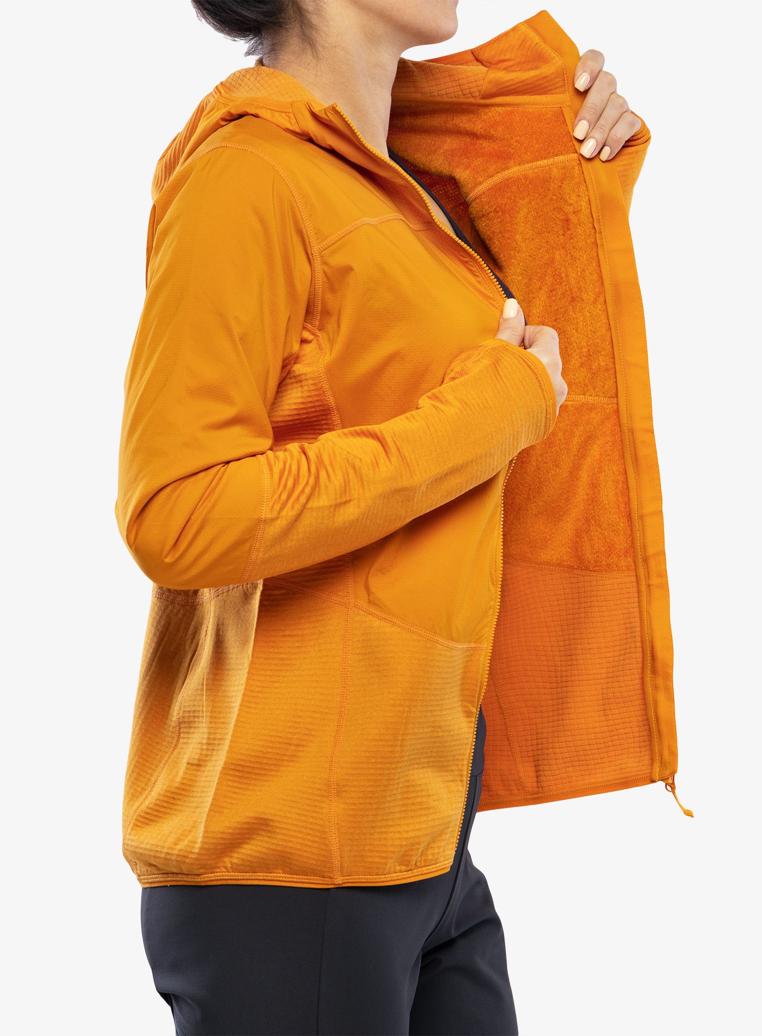 Ženska jopica z zadrgo Rab Ascendor Summit Hoody - marmalade
