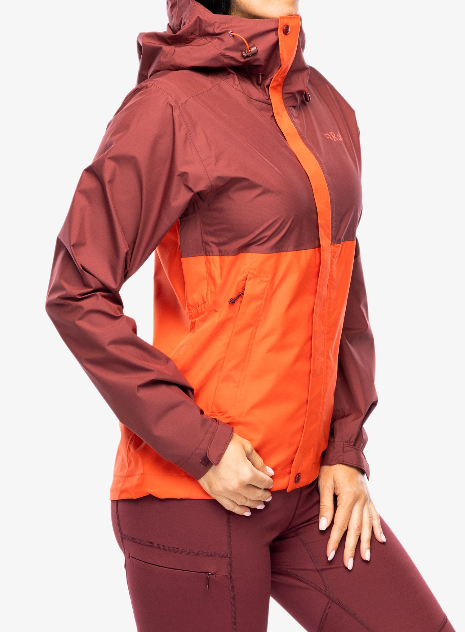 Ženska nepremočljiva jakna Rab Downpour Eco Jacket - deep heather/red grapefruit