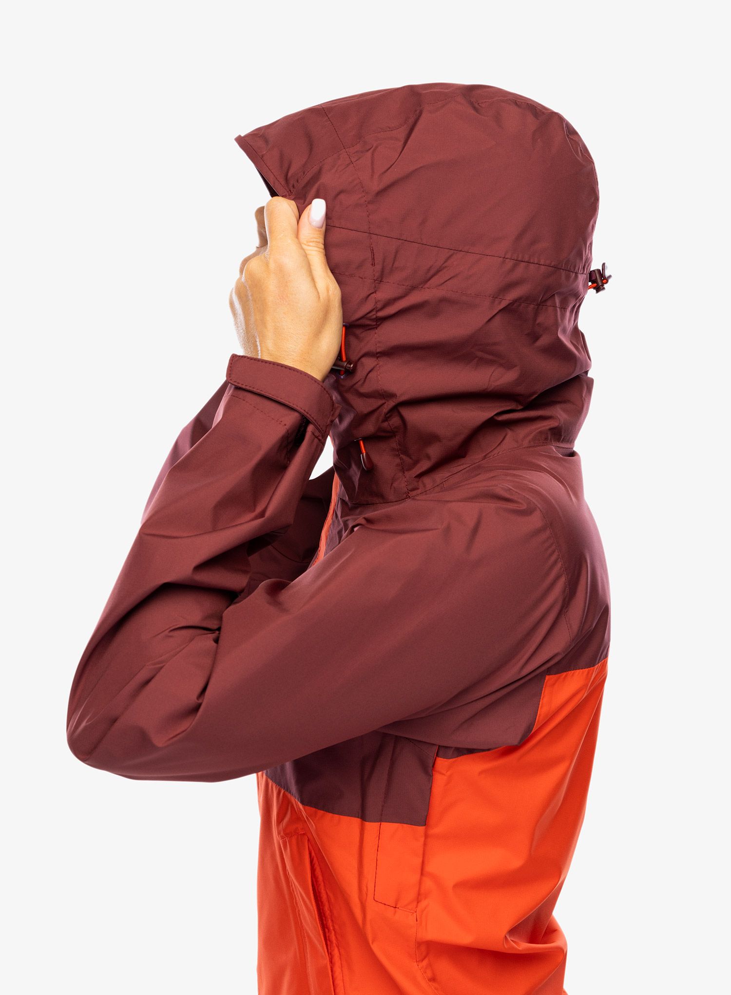 Ženska nepremočljiva jakna Rab Downpour Eco Jacket - deep heather/red grapefruit