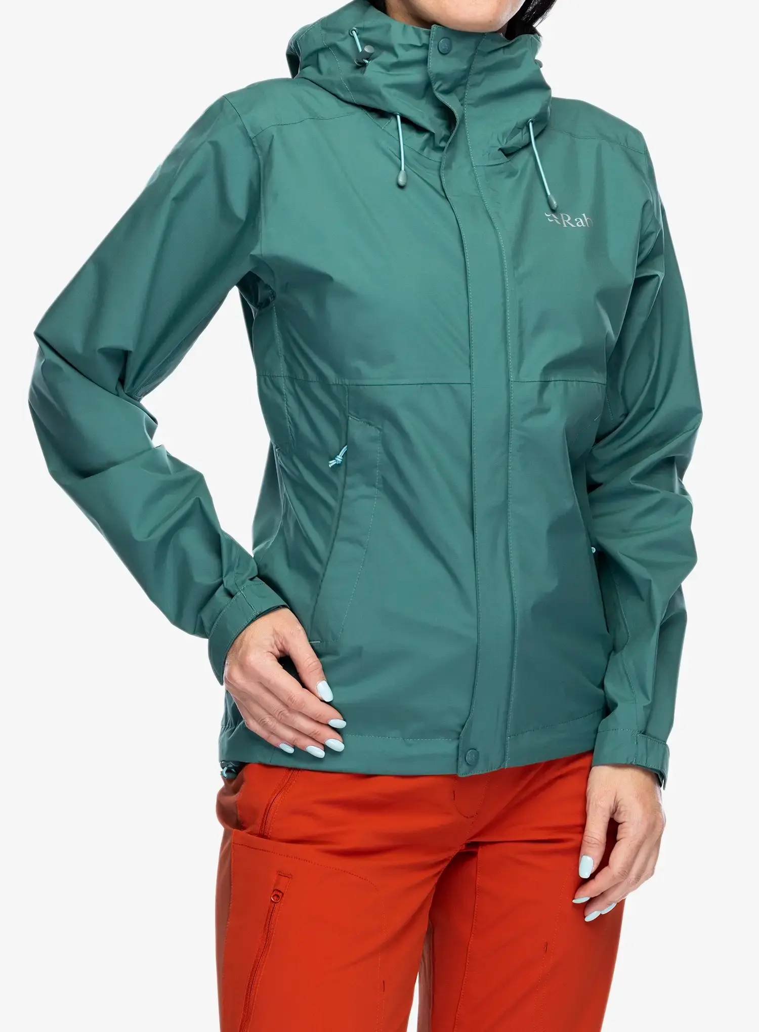 Ženska nepremočljiva jakna Rab Downpour Eco Jacket - eucalyptus