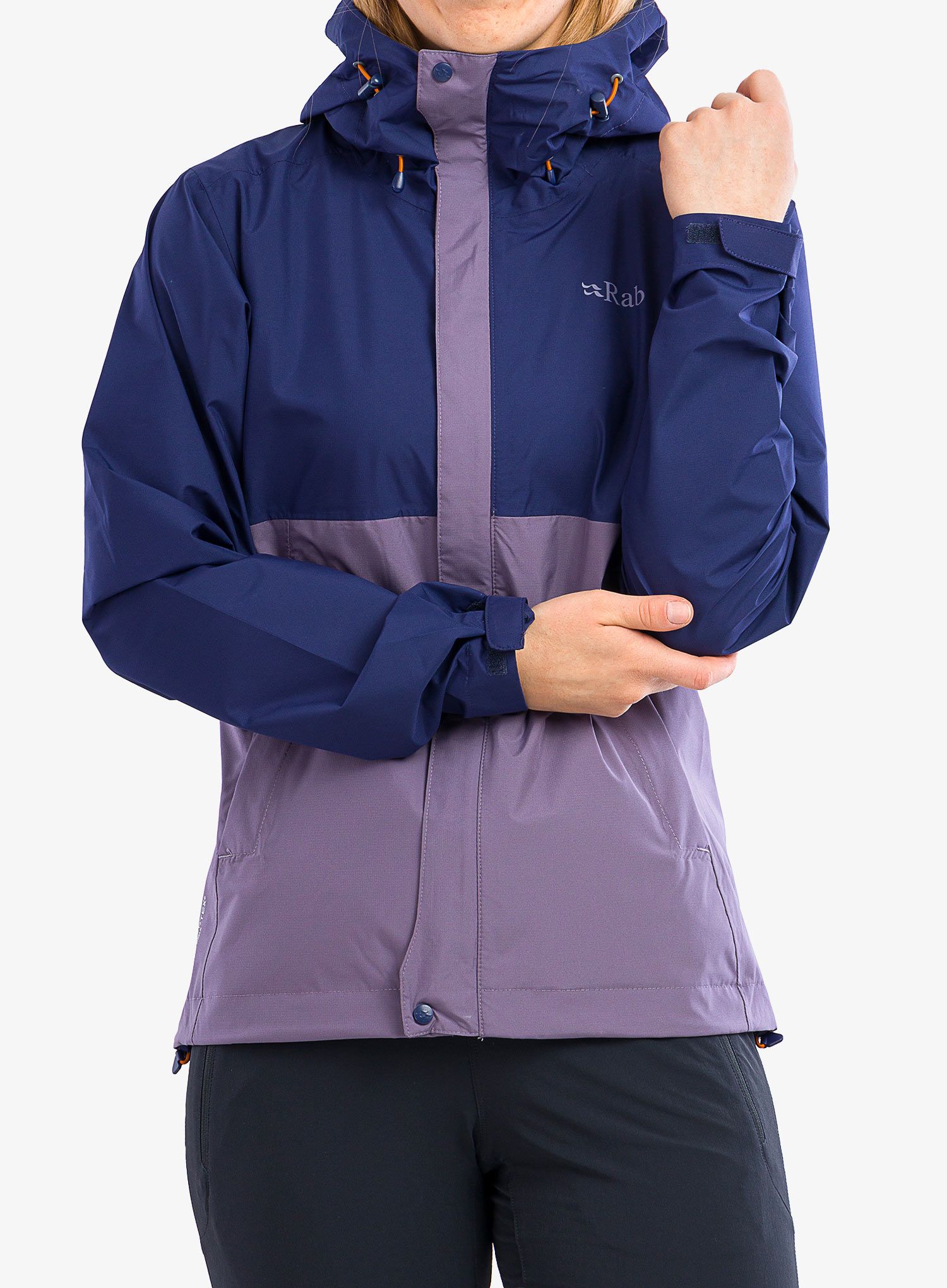 Ženska nepremočljiva jakna Rab Downpour Eco Jacket - patriot blue/purple sage