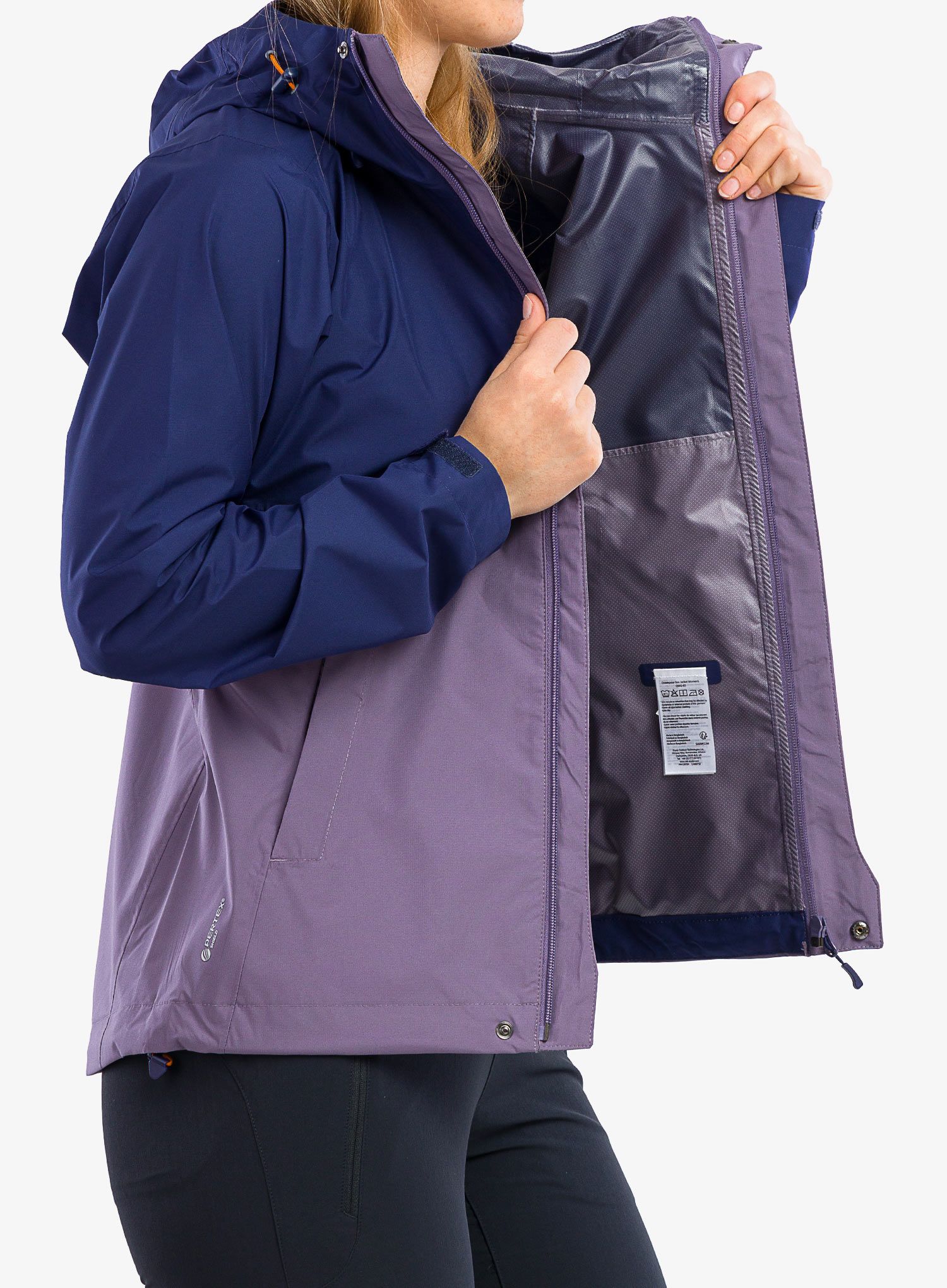 Ženska nepremočljiva jakna Rab Downpour Eco Jacket - patriot blue/purple sage