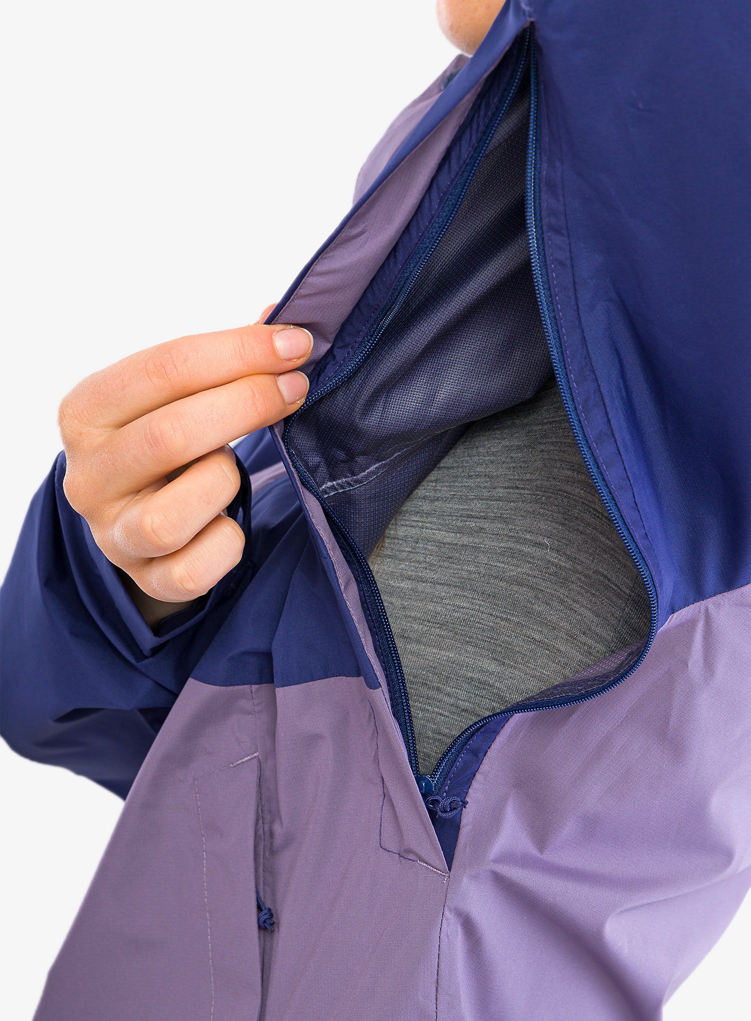 Ženska nepremočljiva jakna Rab Downpour Eco Jacket - patriot blue/purple sage