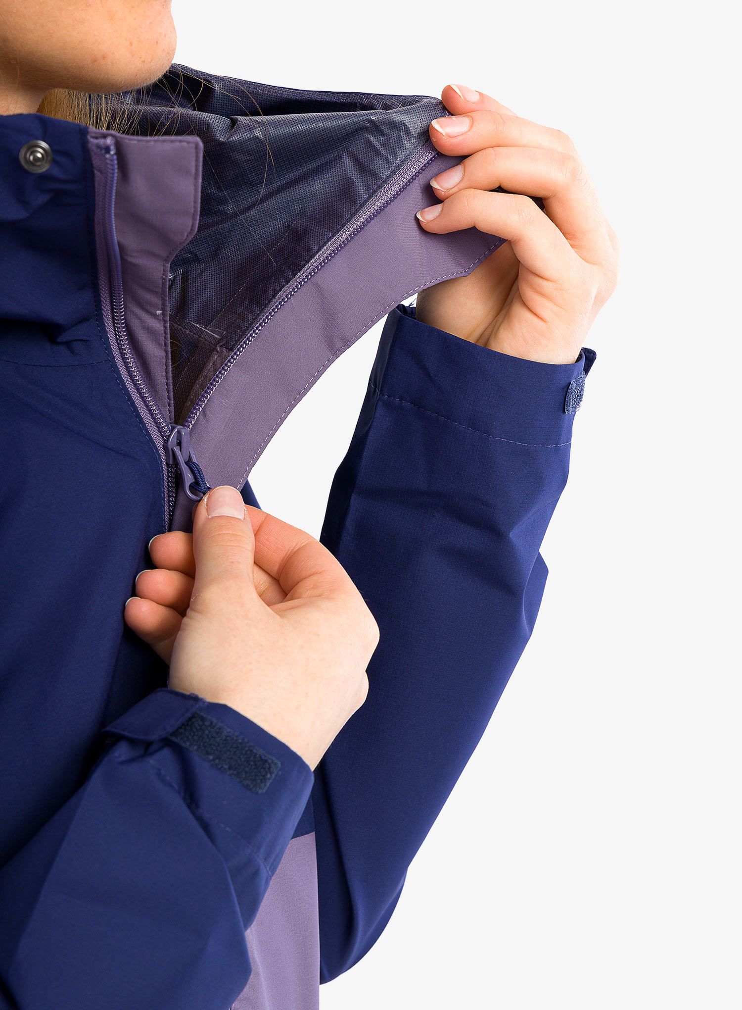 Ženska nepremočljiva jakna Rab Downpour Eco Jacket - patriot blue/purple sage