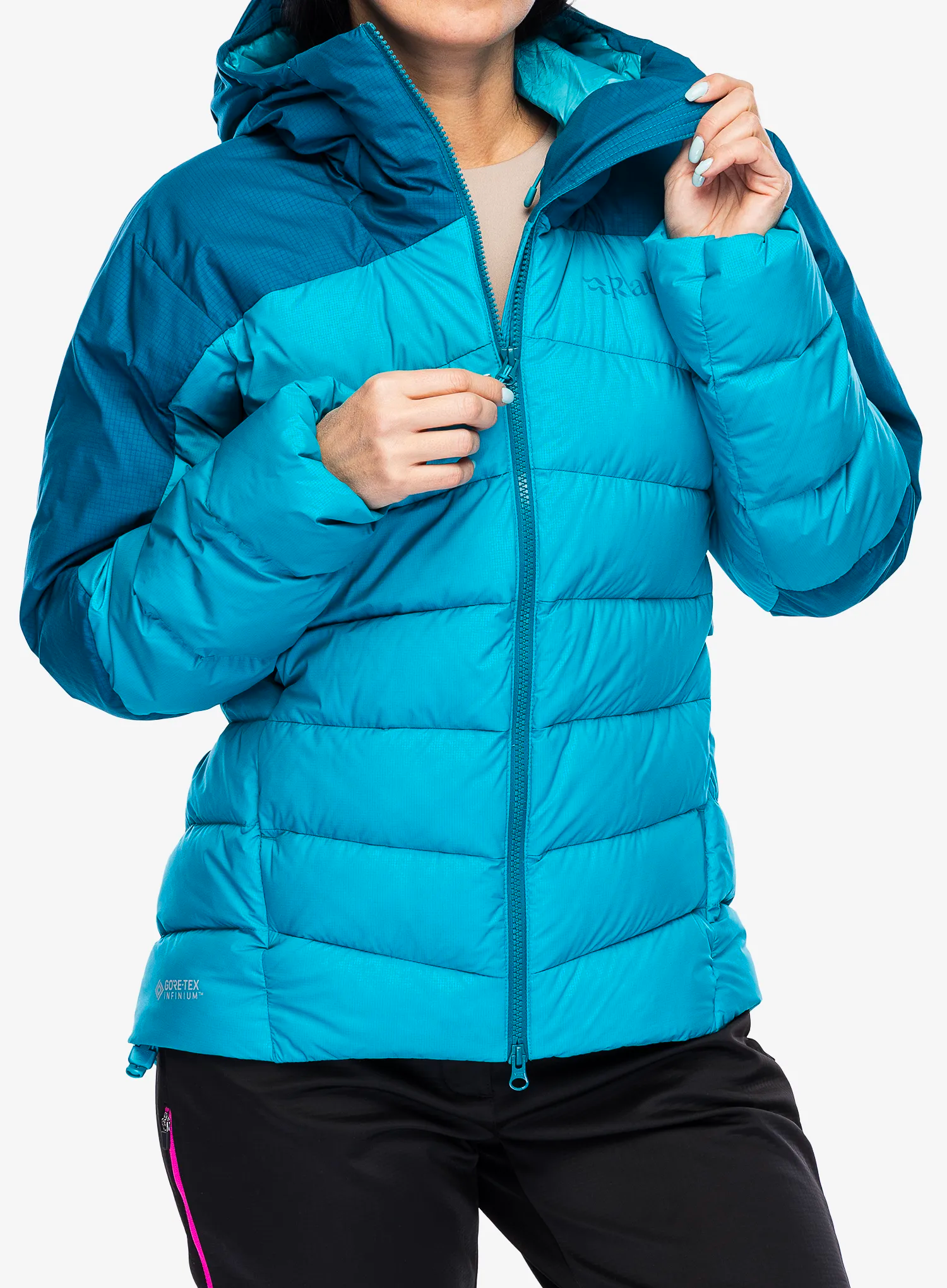 Ženska puhovka Rab Infinity Alpine Jacket - ultramarine/aquamarine