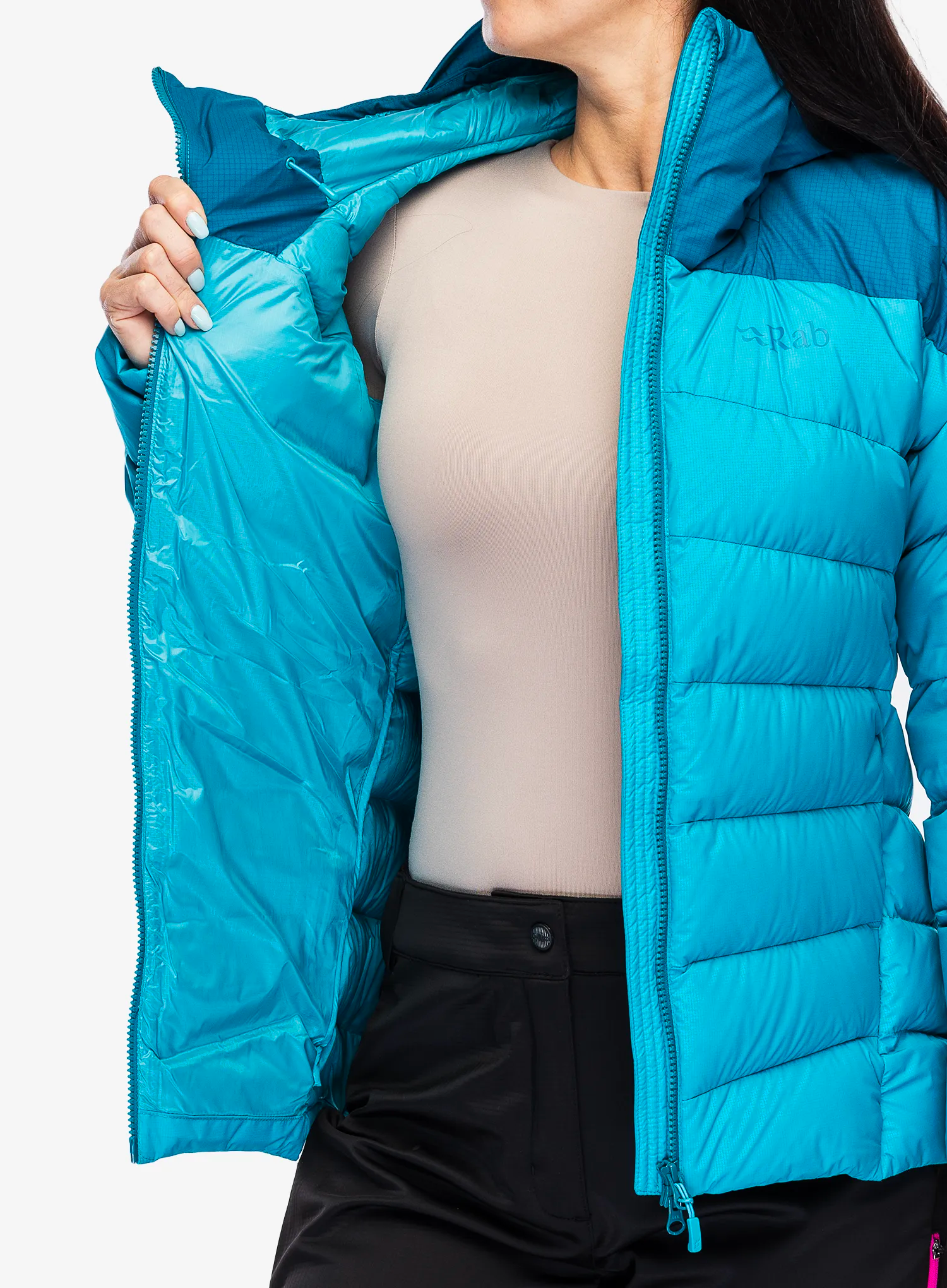 Ženska puhovka Rab Infinity Alpine Jacket - ultramarine/aquamarine