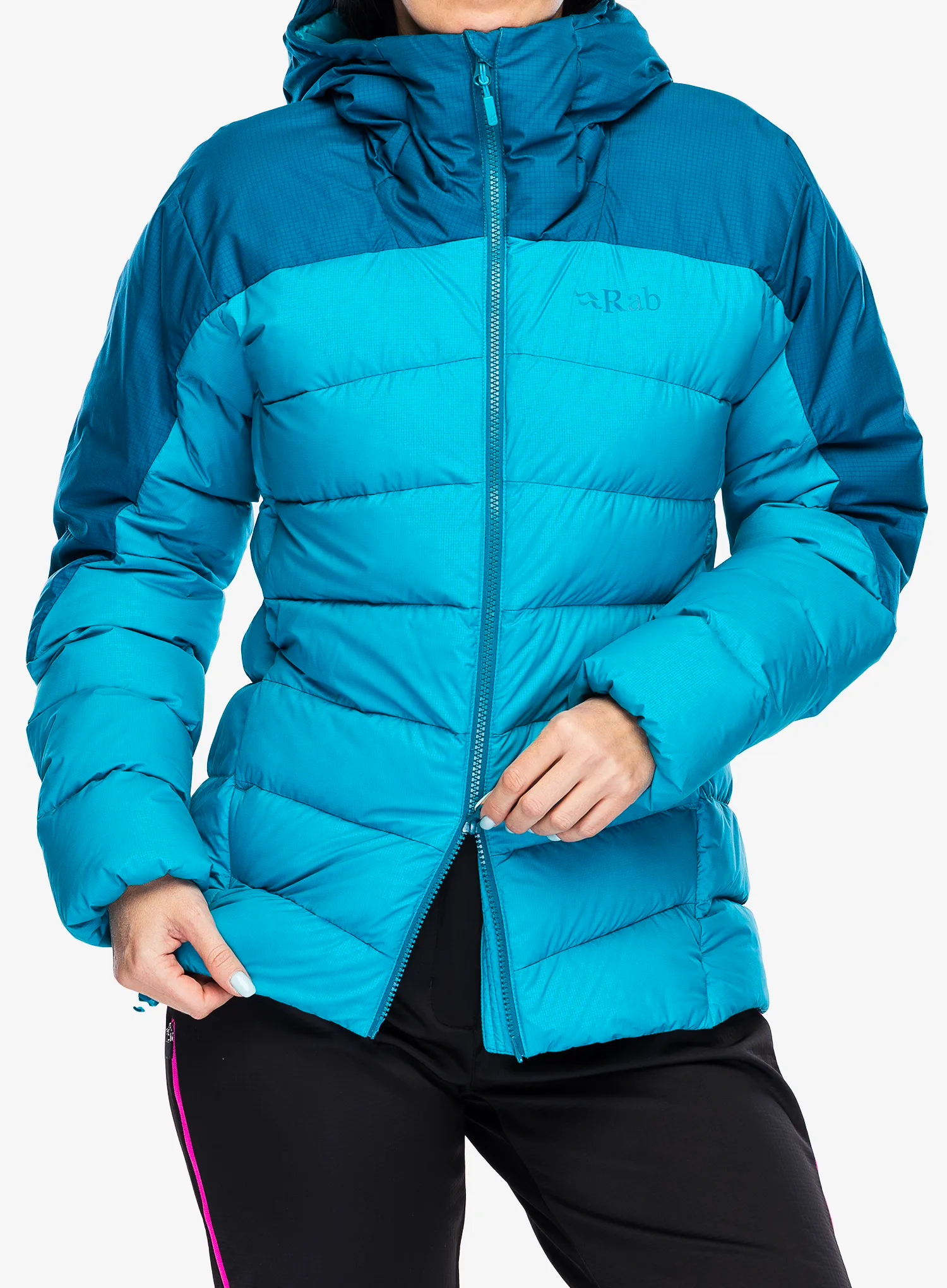 Ženska puhovka Rab Infinity Alpine Jacket - ultramarine/aquamarine