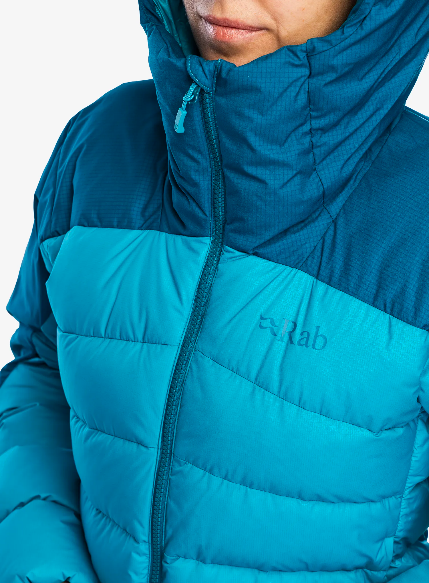 Ženska puhovka Rab Infinity Alpine Jacket - ultramarine/aquamarine