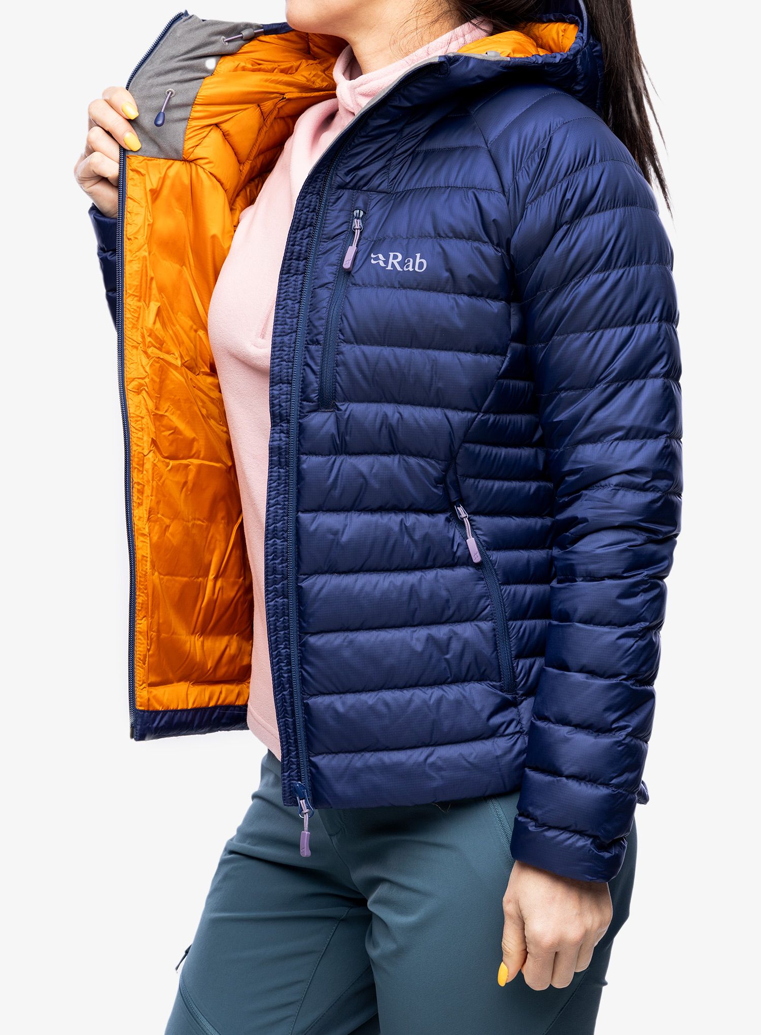 Ženska puhovka Rab Microlight Alpine Jacket - patriot blue/marmalade