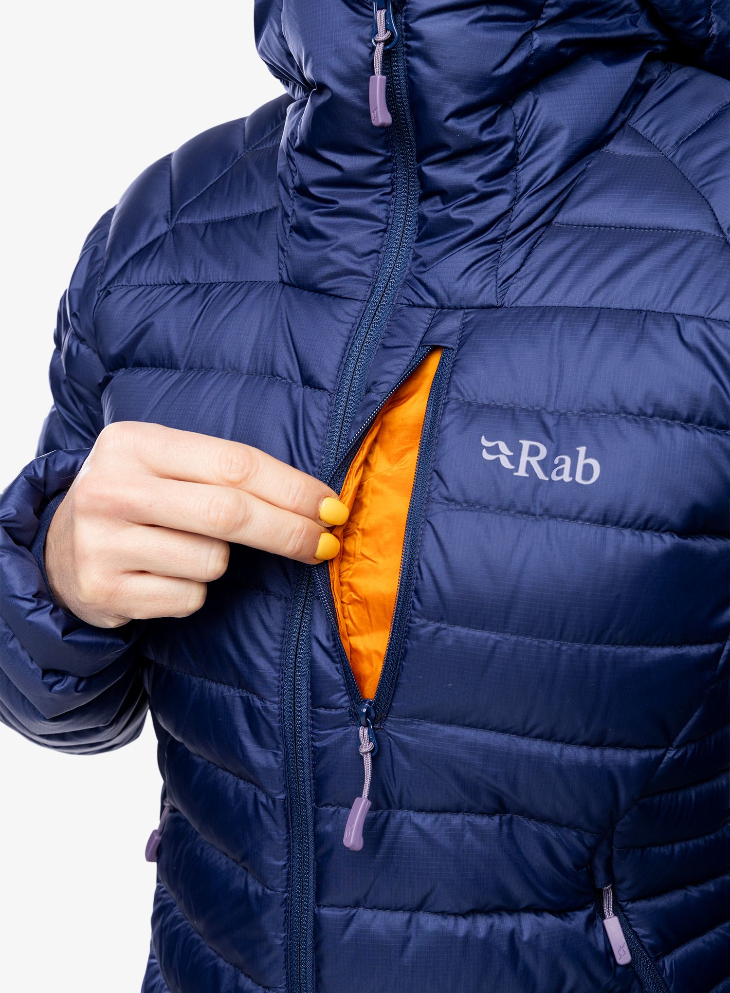Ženska puhovka Rab Microlight Alpine Jacket - patriot blue/marmalade
