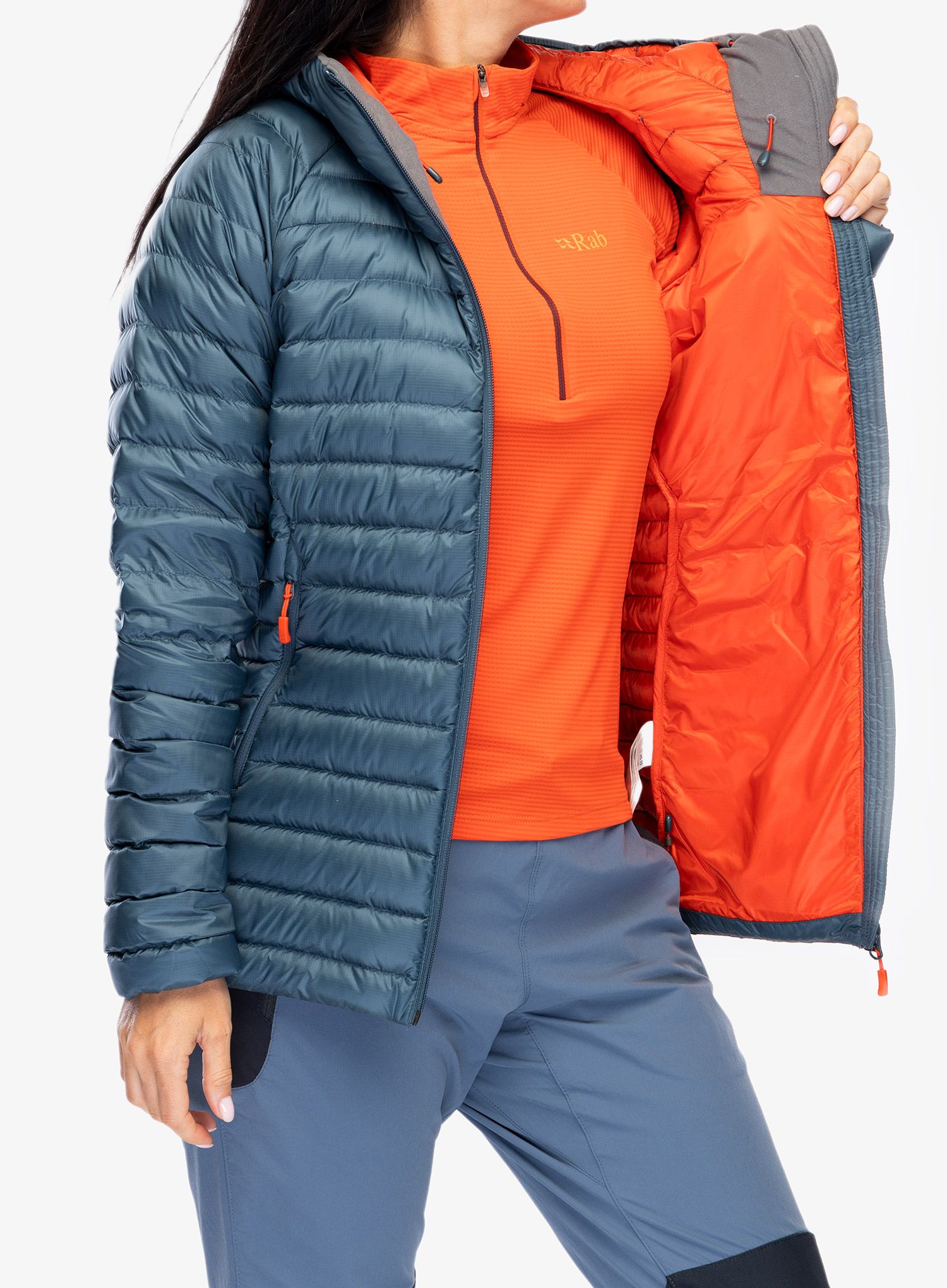 Ženska puhovka Rab Microlight Alpine Long Jacket - orion blue