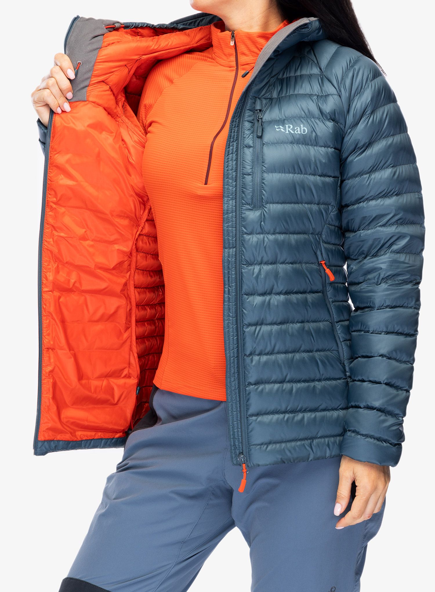 Ženska puhovka Rab Microlight Alpine Long Jacket - orion blue