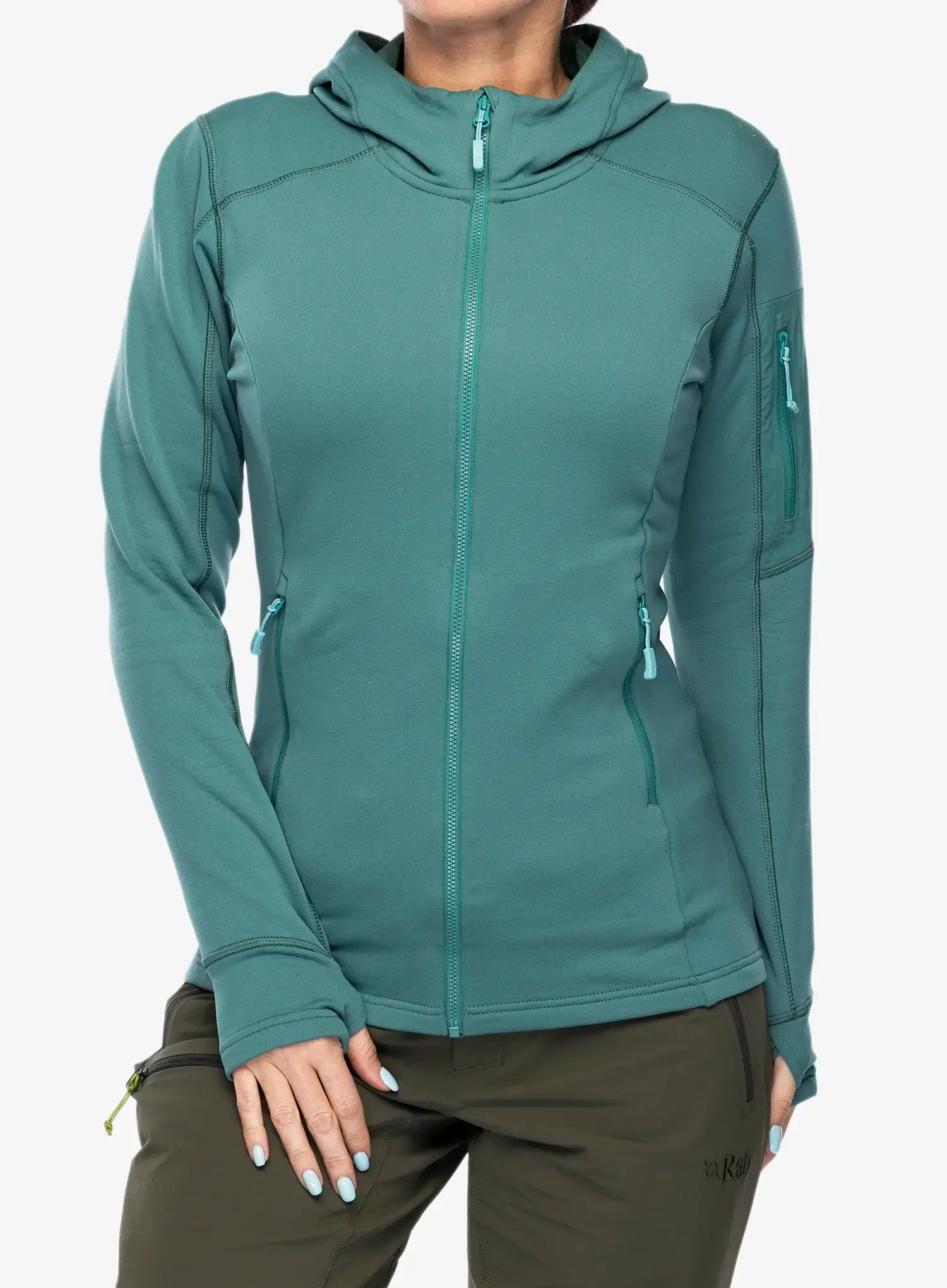 Ženski flis Rab Modulus Hoody - eucalyptus
