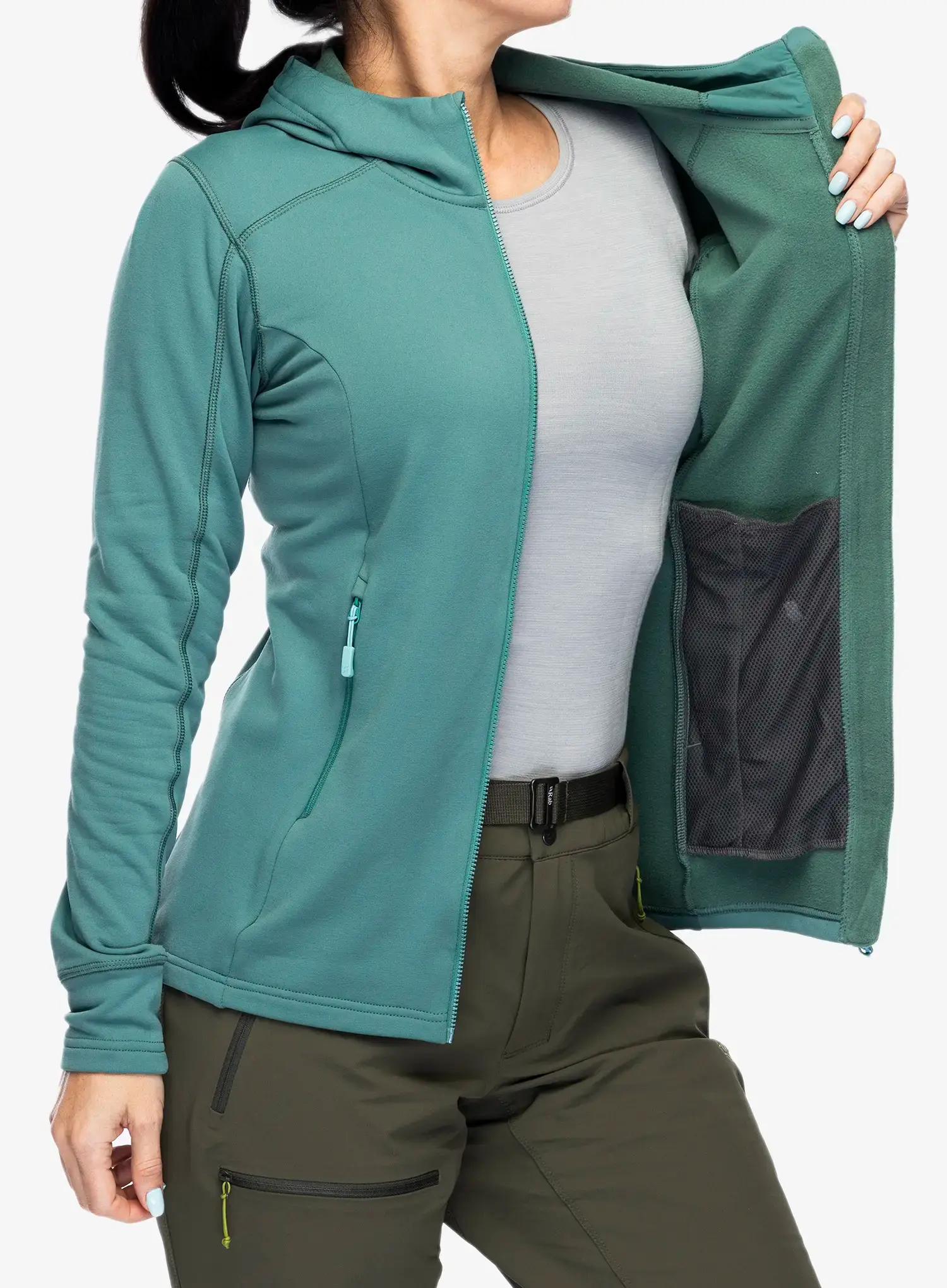 Ženski flis Rab Modulus Hoody - eucalyptus