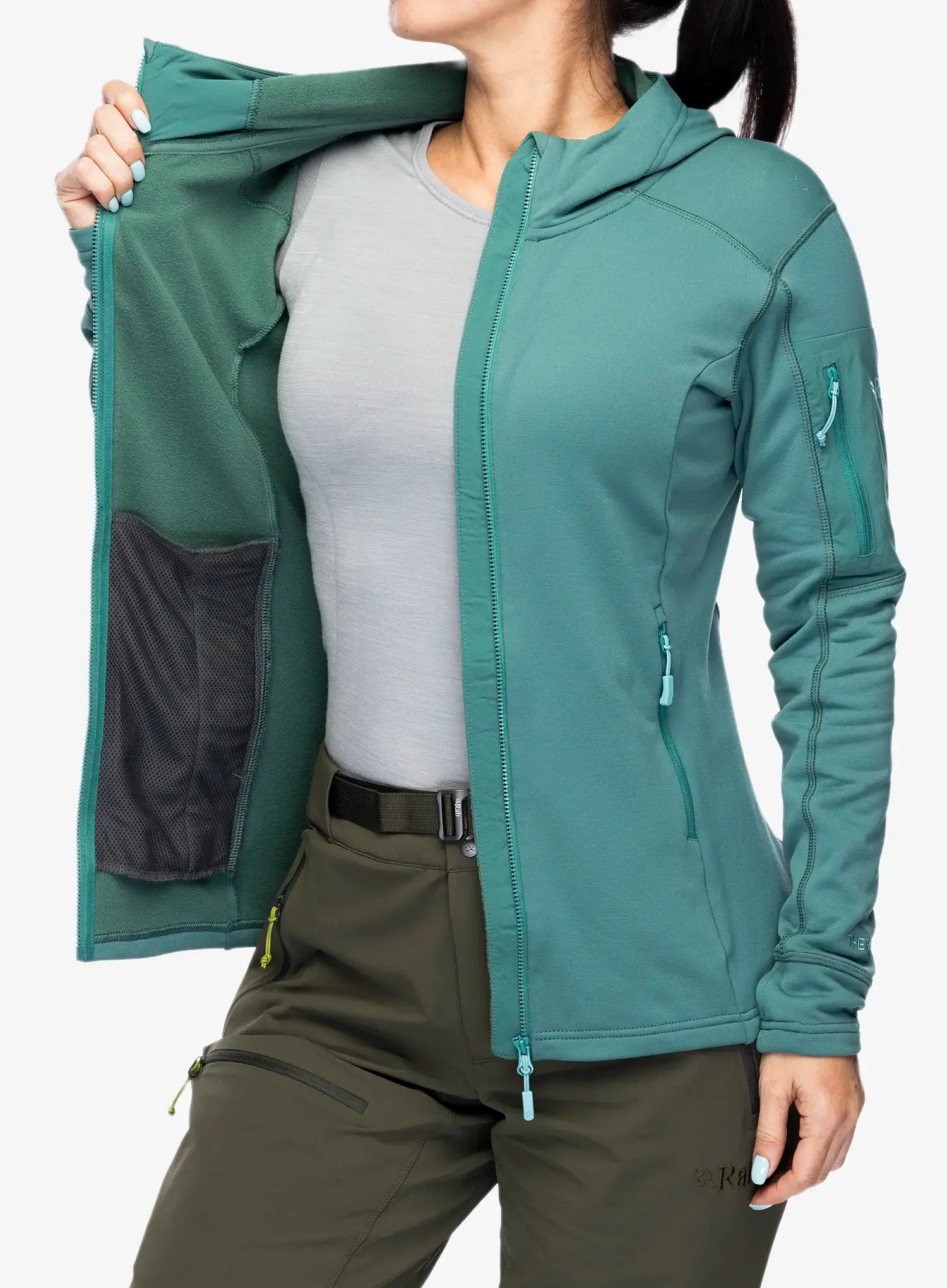 Ženski flis Rab Modulus Hoody - eucalyptus