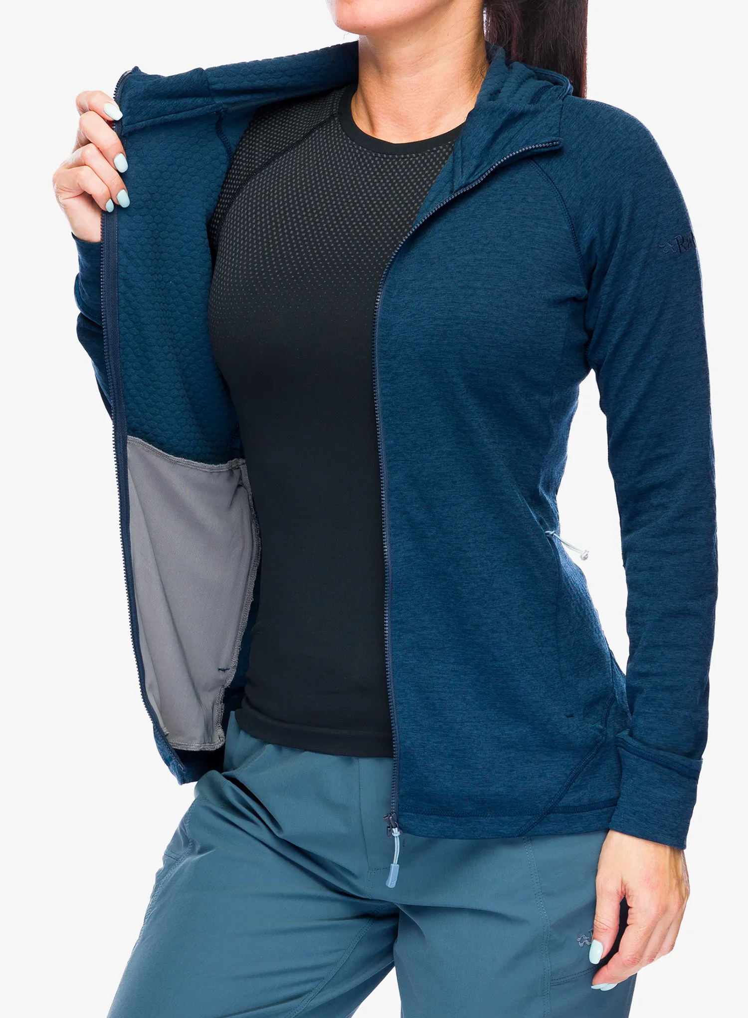 Ženska jopa s kapuco Rab Nexus Hoody - deep ink
