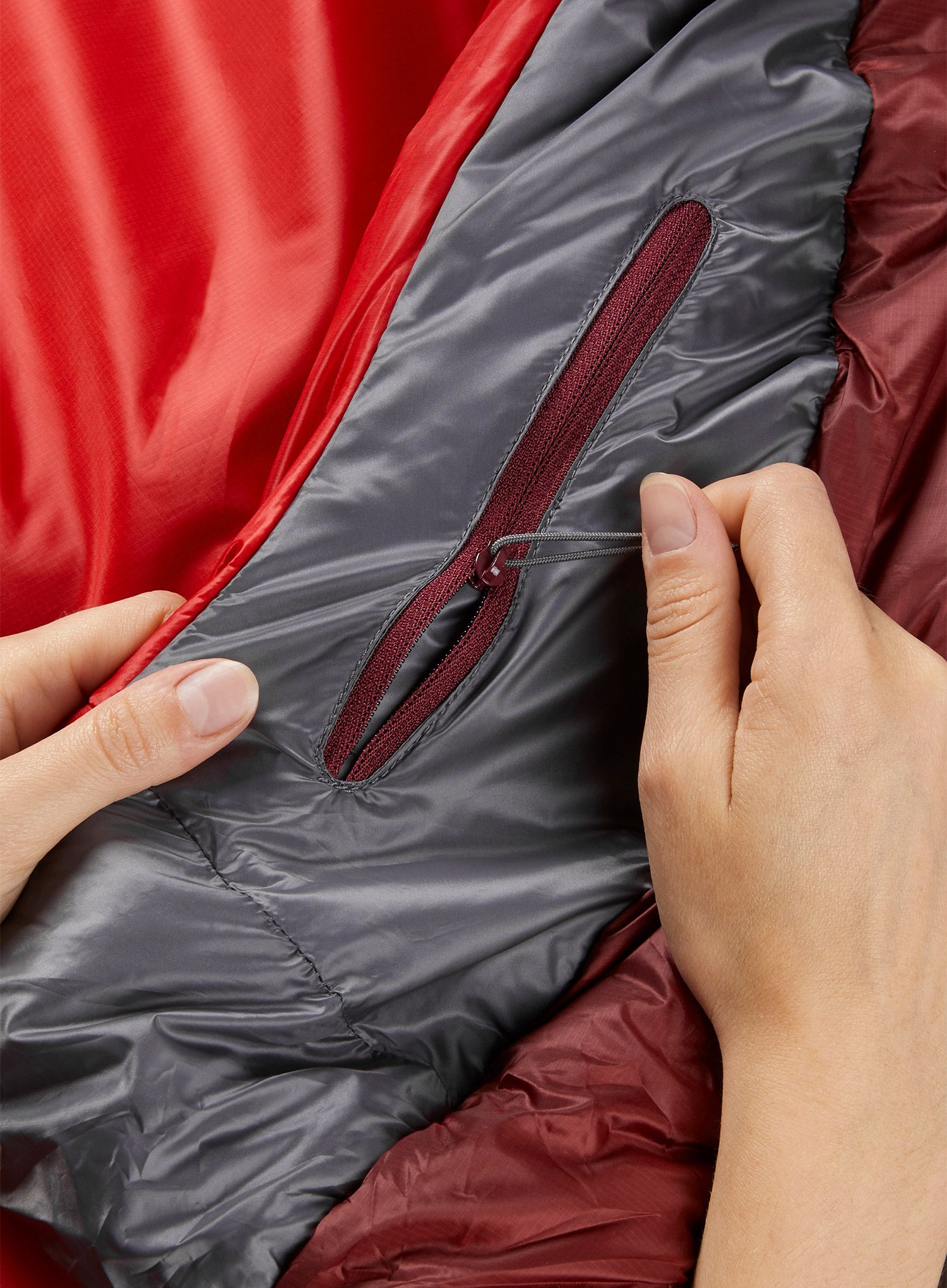 Ženska spalna vreča Rab Solar Eco 3 (170 cm) - ascent red