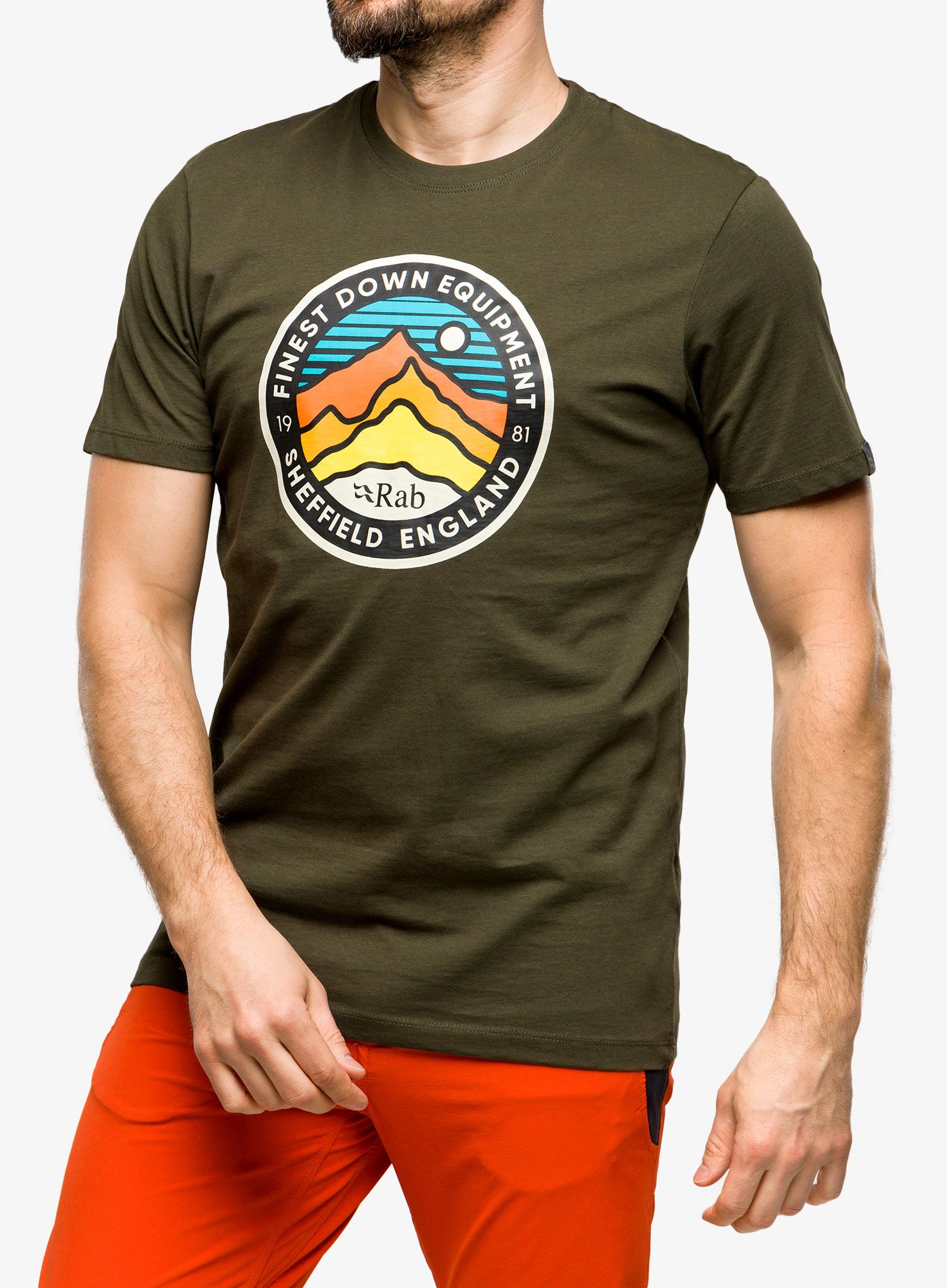 Majica s potiskom Rab Stance 3 Peaks S/S Tee - army
