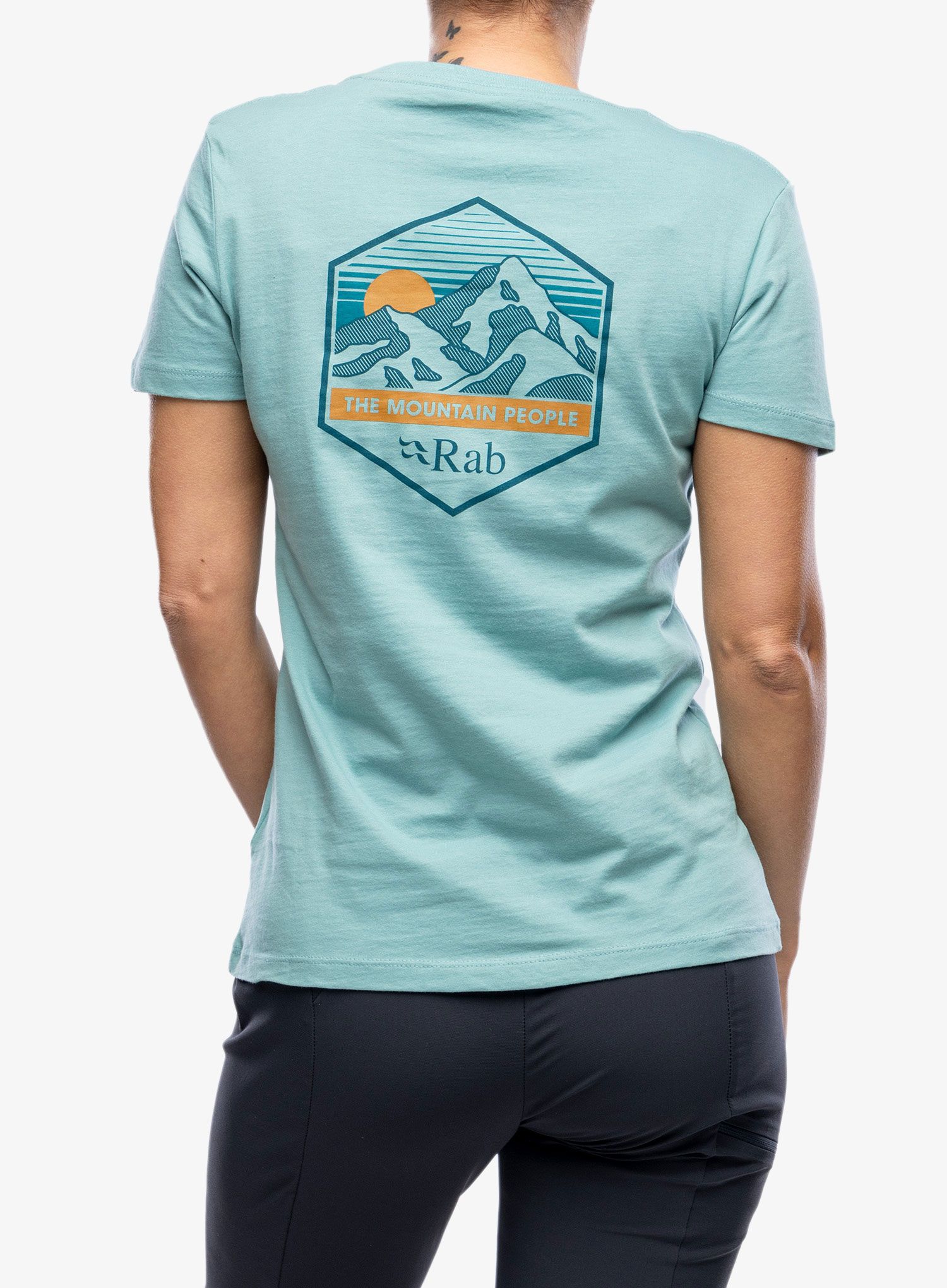 Majica s potiskom ženska Rab Stance Mountain Peak Tee - meltwater