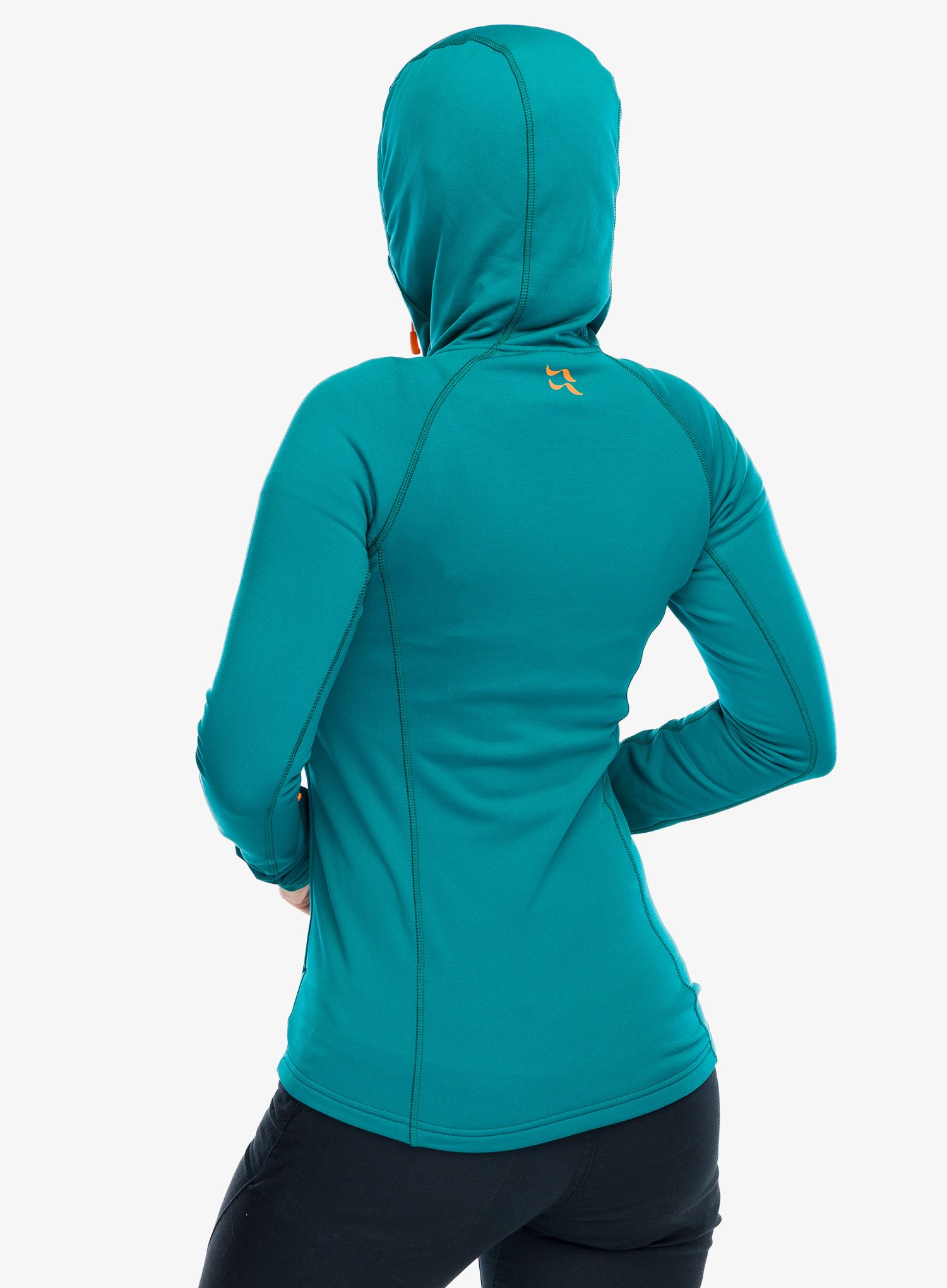 Ženska jopa s kapuco Rab Superflux Hoody - atlantis/pine