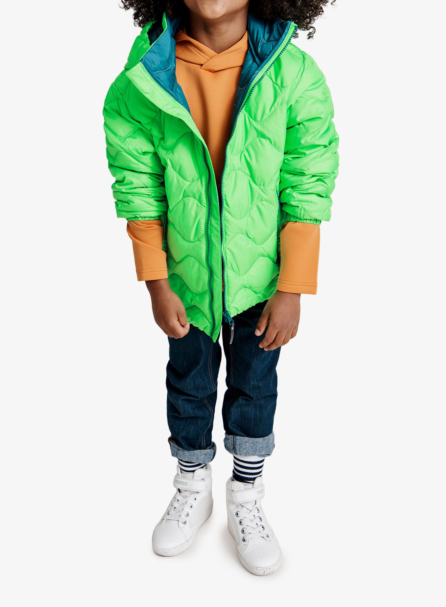 Otroška jakna Reima Fossila - neon green