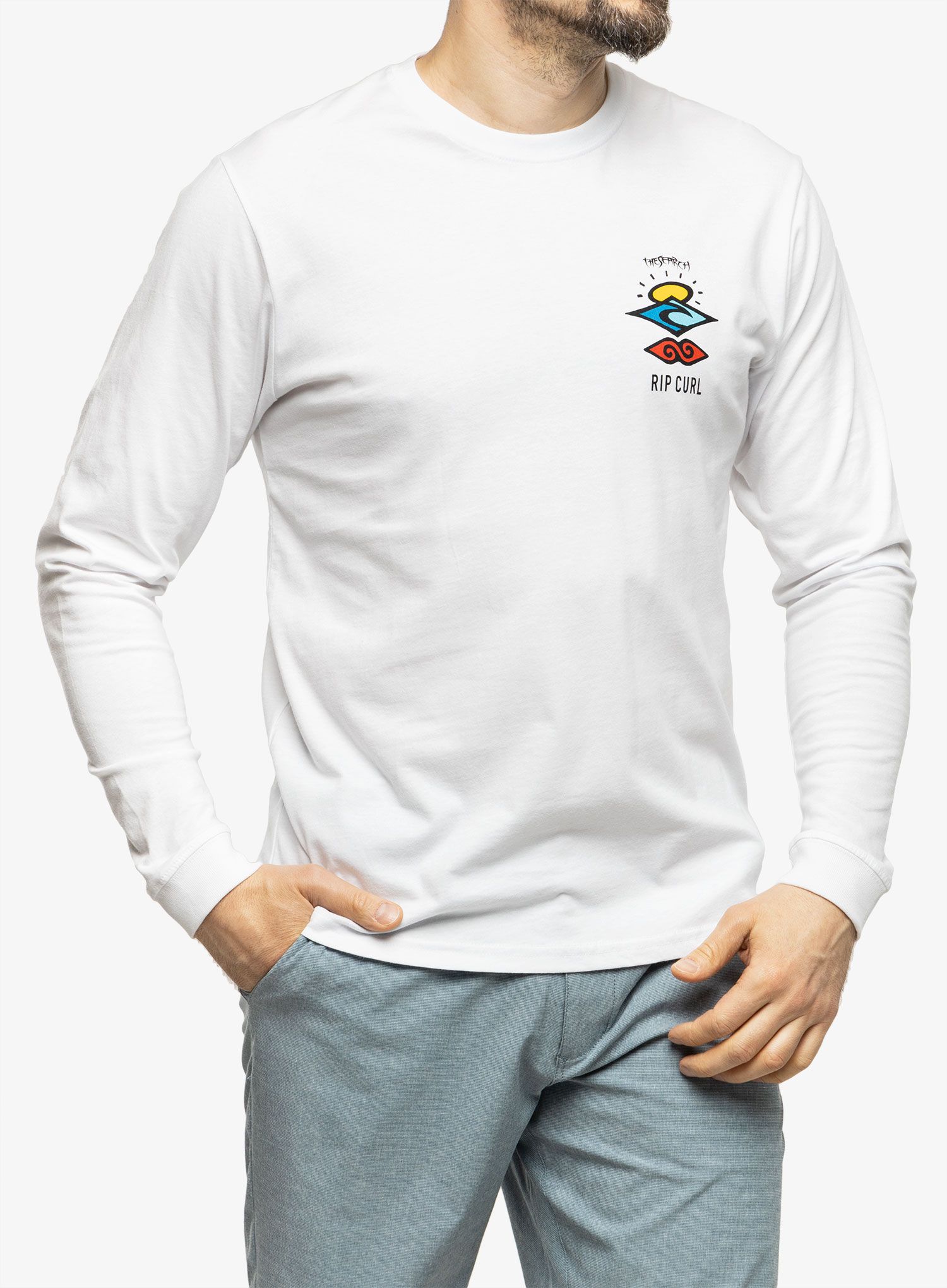 Majica z dolgimi rokavi Rip Curl Search Icon L/S Tee - white
