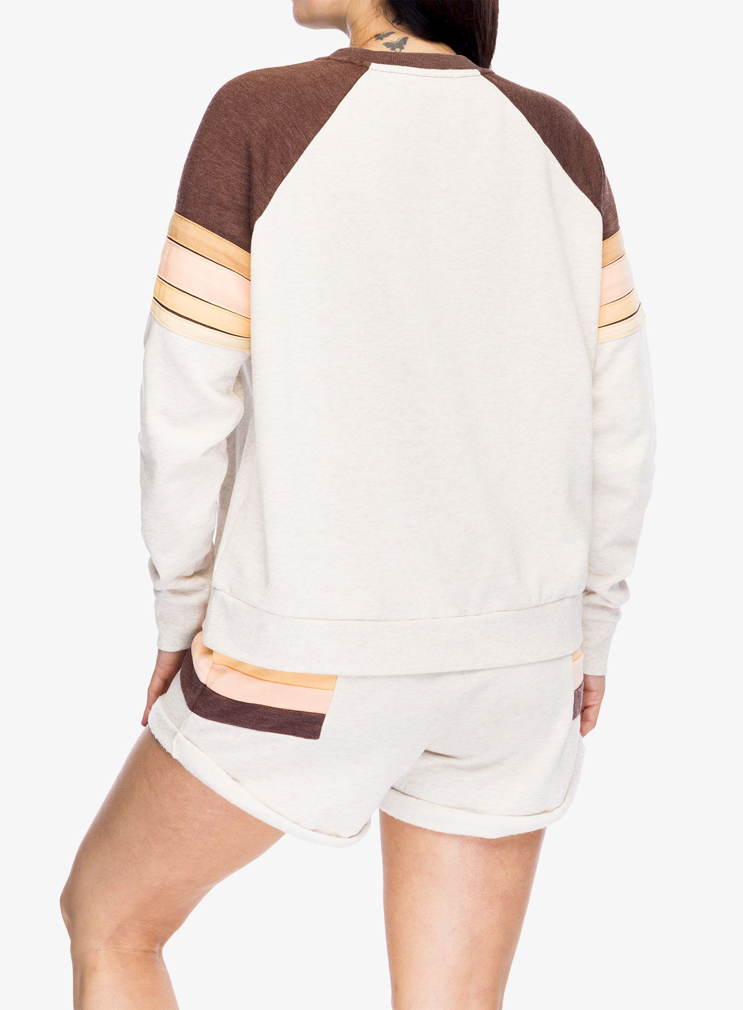 Ženska jopica brez kapuce Rip Curl Surf Revival Raglan Crew - oatmeal marle